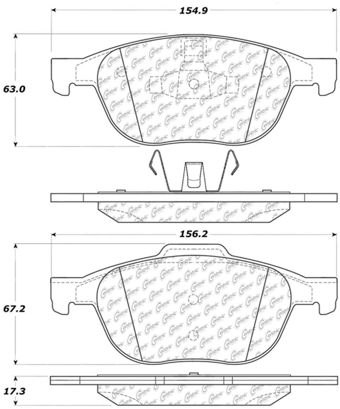 Centric 301.10440 Premium Automotive Front Brake Pads for Select Fiat, Ford, Mazda, Volvo