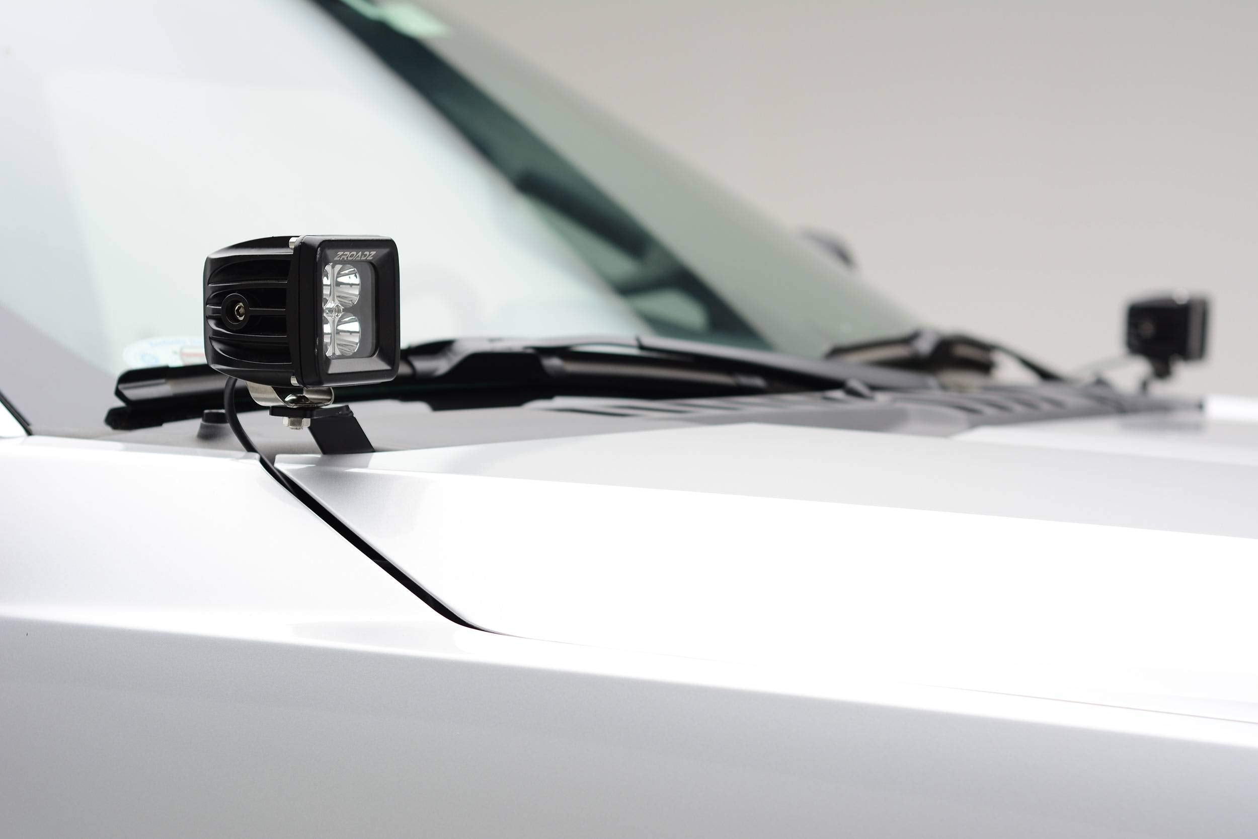 ZROADZ LED Mounting Bracket Ditch Hood Hinge - Compatible w/ 2017-2022 Ford F-250 350 450 550 - to Mount (2) 3 Inch LED Pod Lights - Mild Steel Gloss Black - Bolt-On Easy Installation - PN #Z365471