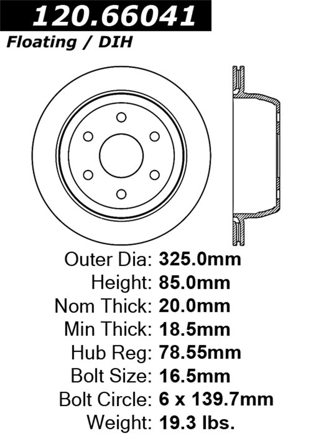Rear Left StopTech 128.66041L Sport Cross Drilled Brake Rotor