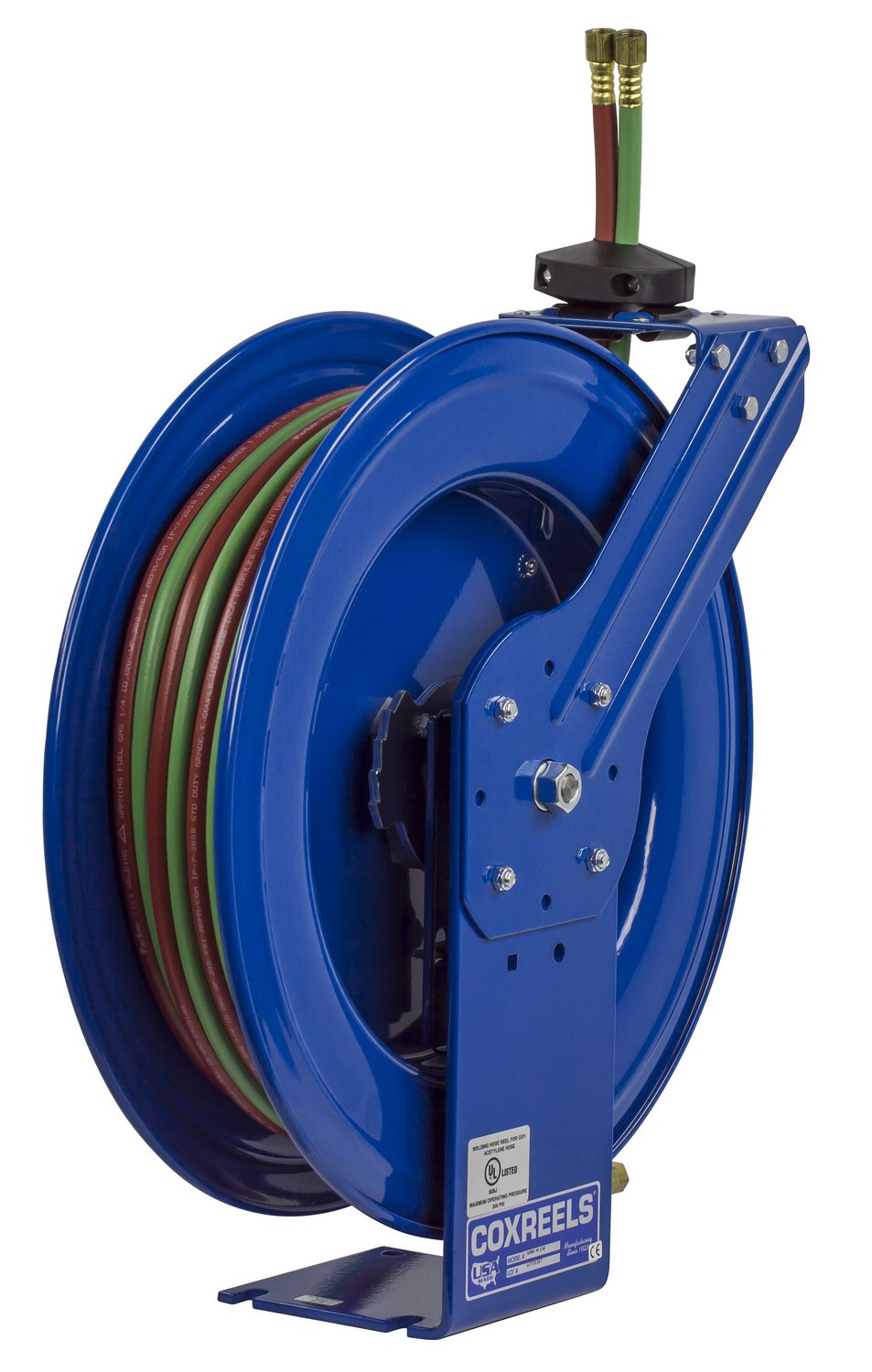Coxreels Welding Industrial Reel with Oxygen-Acetylene Dual Hose, Model# SHW-N-150, 1/4" Hose ID, Blue, 50' Length