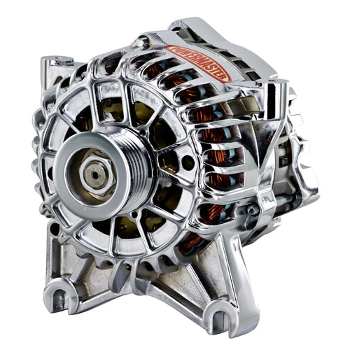 Chrome Powermaster 38448 Alternator (6G 200A 6 Groove Pulley Large Frame V Mating I-D-AS Regular)