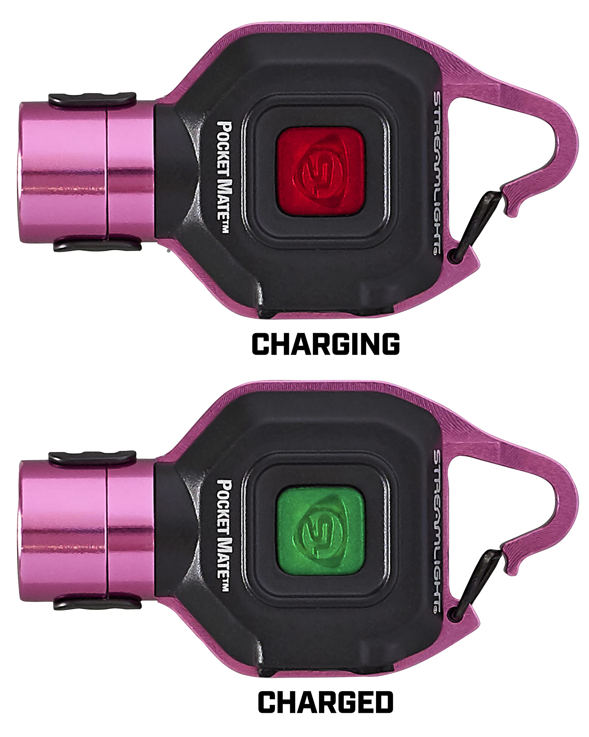 Pocket Mate Streamlight 73303 325-Lumen Keychain/Clip-on USB Rechargeable Flashlight, Pink