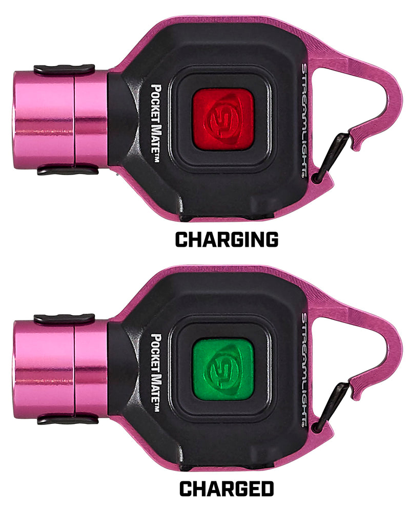 Pocket Mate Streamlight 73303 325-Lumen Keychain/Clip-on USB Rechargeable Flashlight, Pink