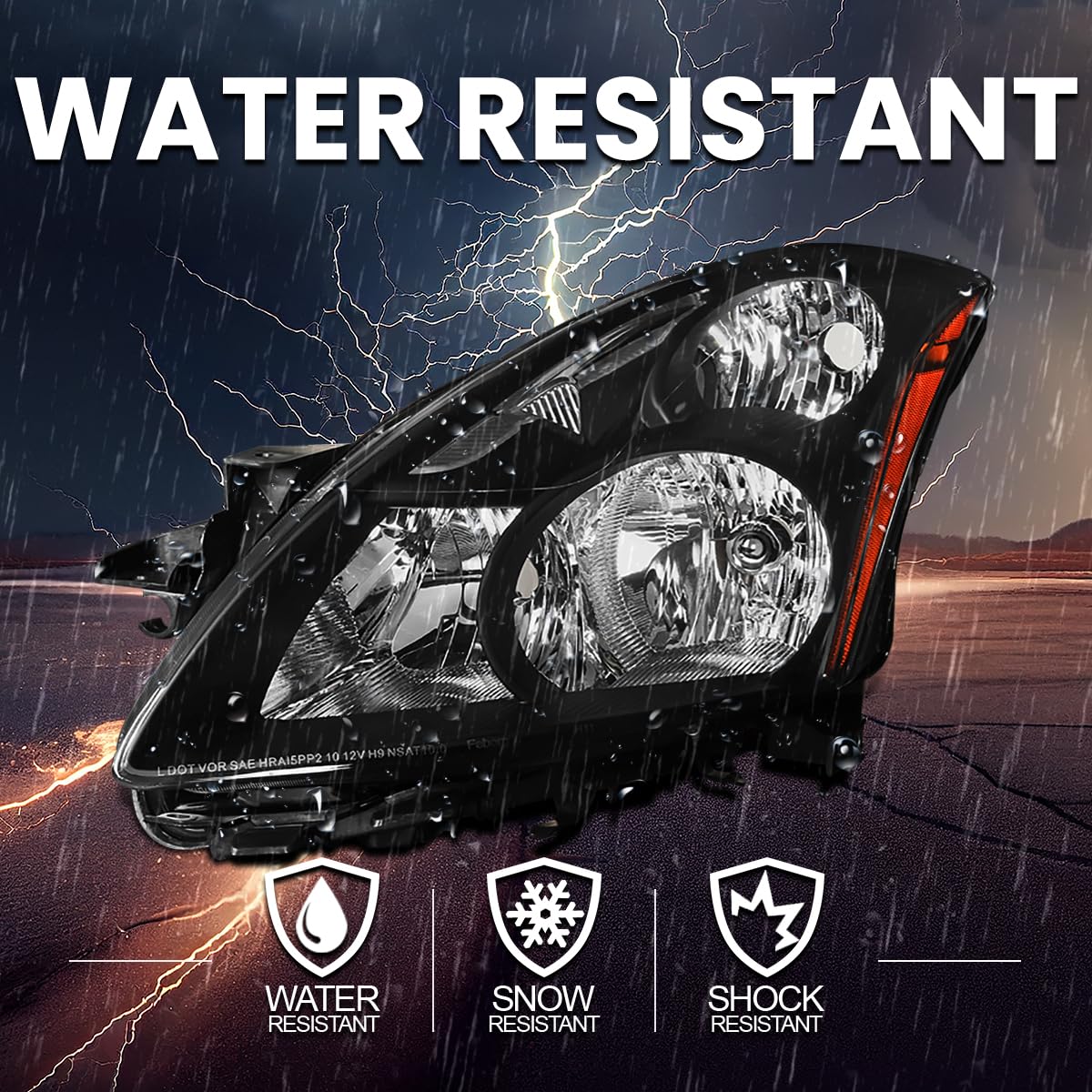Black Headlights SPEC-D TUNING Compatible with 2010-2012 Nissan Altima Sedan L+R Pair Head Light Lamp Assembly