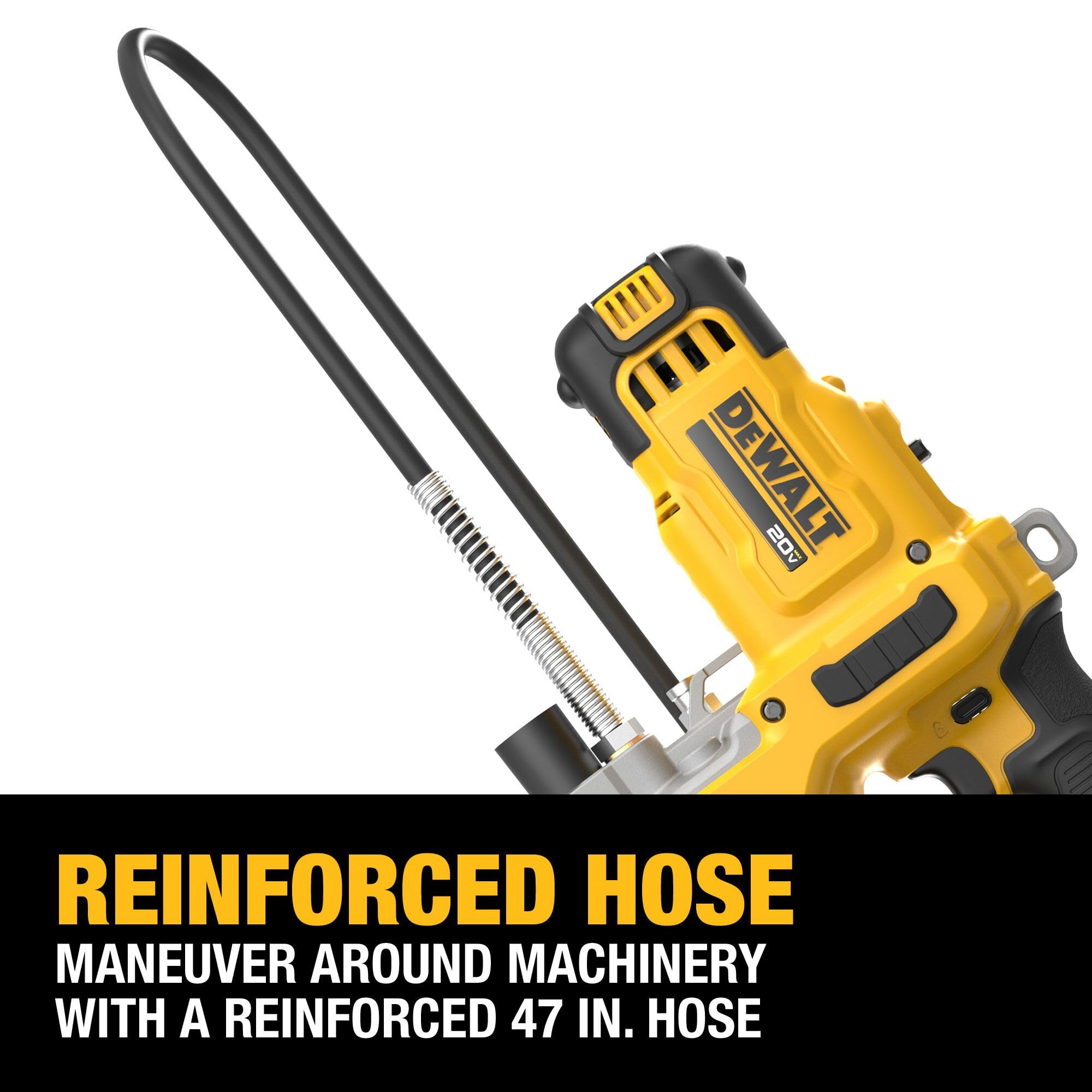 20V MAX DEWALT Grease Gun, 10,000 PSI Variable 2-Speed Cordless Grease Gun, Oil Resistant Battery and Charger Included, 47 Inch Hose, LED Light and Kit Box (DCGG581GD1)