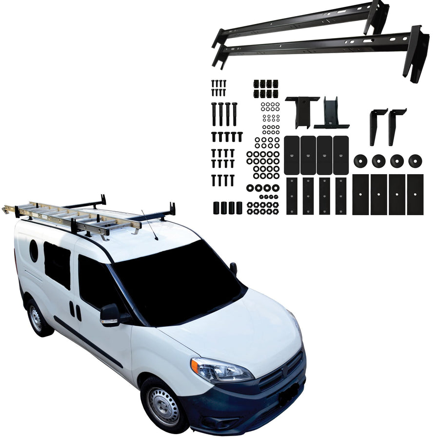 Black Horse Off Road Universal Black two BARS Steel Roof Ladder Rack Utility Adjustable Cross Bars with Stopper Fit Most Commercial Vans Without Rain Gutters 600 lbs. Weight Capacity