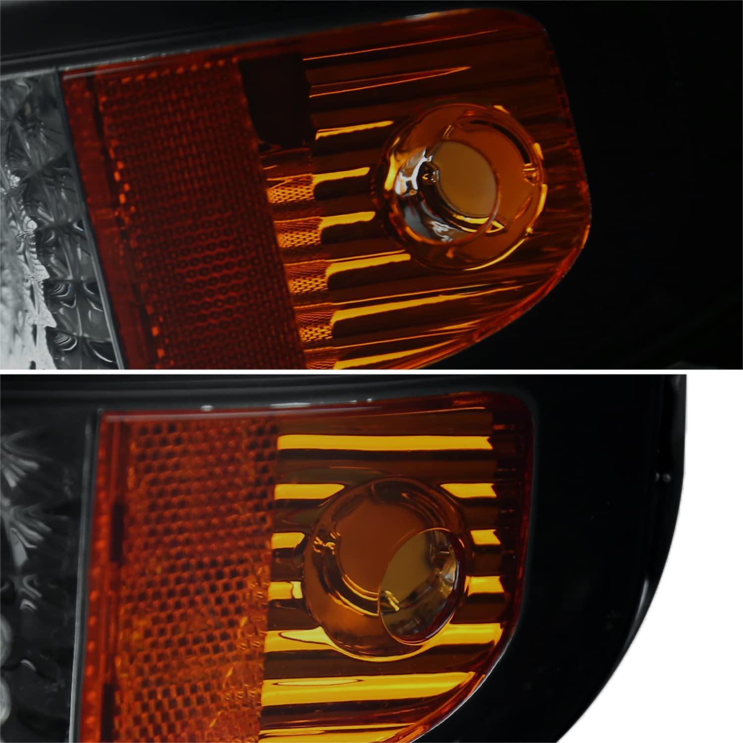 Black Smoke SPEC-D TUNING Projector Headlights w/LED Strip Compatible with 1999-2002 Chevrolet Silverado 1500, Left + Right Pair Headlamps Assembly