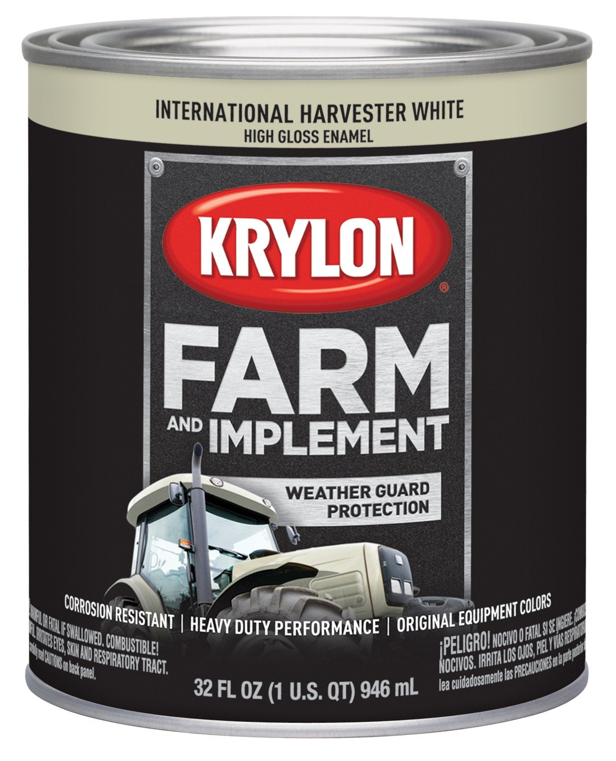 Krylon® Farm & Implement 2034 Brush, High Gloss, International Harvester White, 1 Quart Architectural Paints