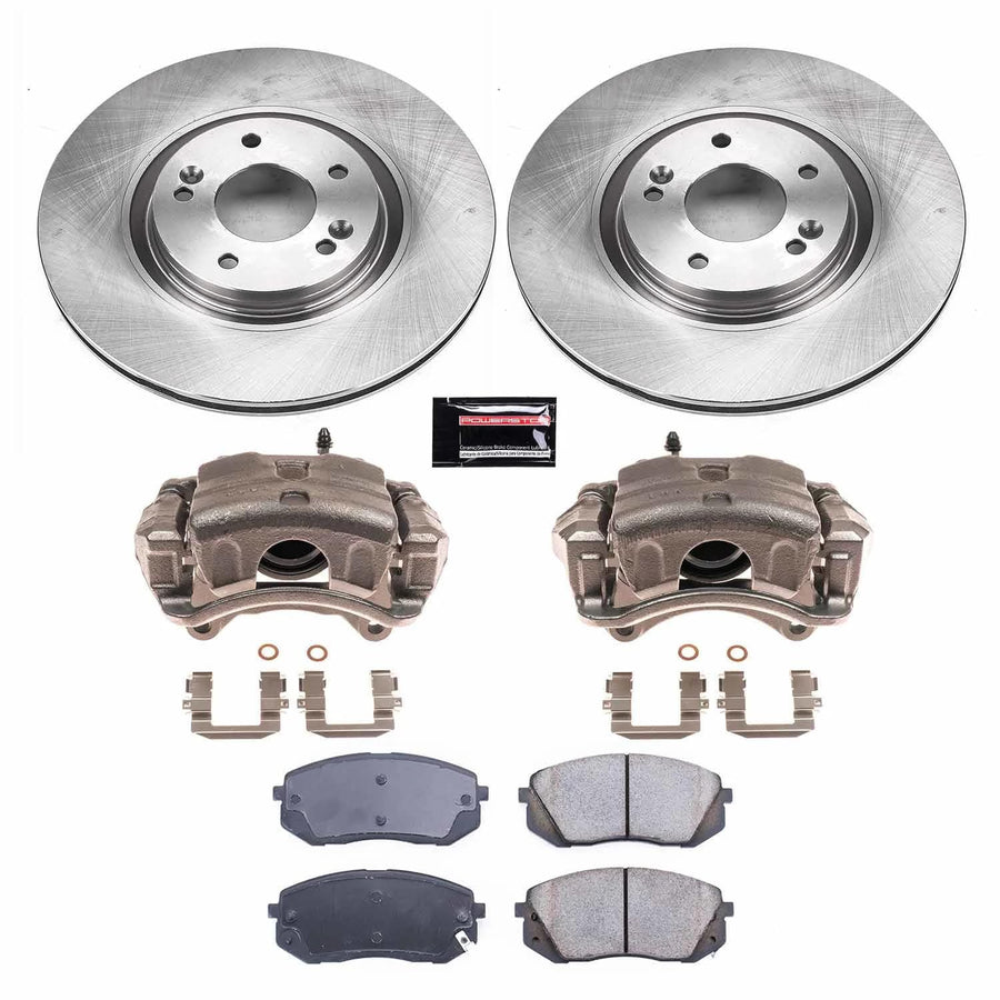 Power Stop KCOE7083 Front Brake Caliper Kit- Brake Pads, Brake Rotors & Calipers For Hyundai Sonata 2015 [Model Specific]