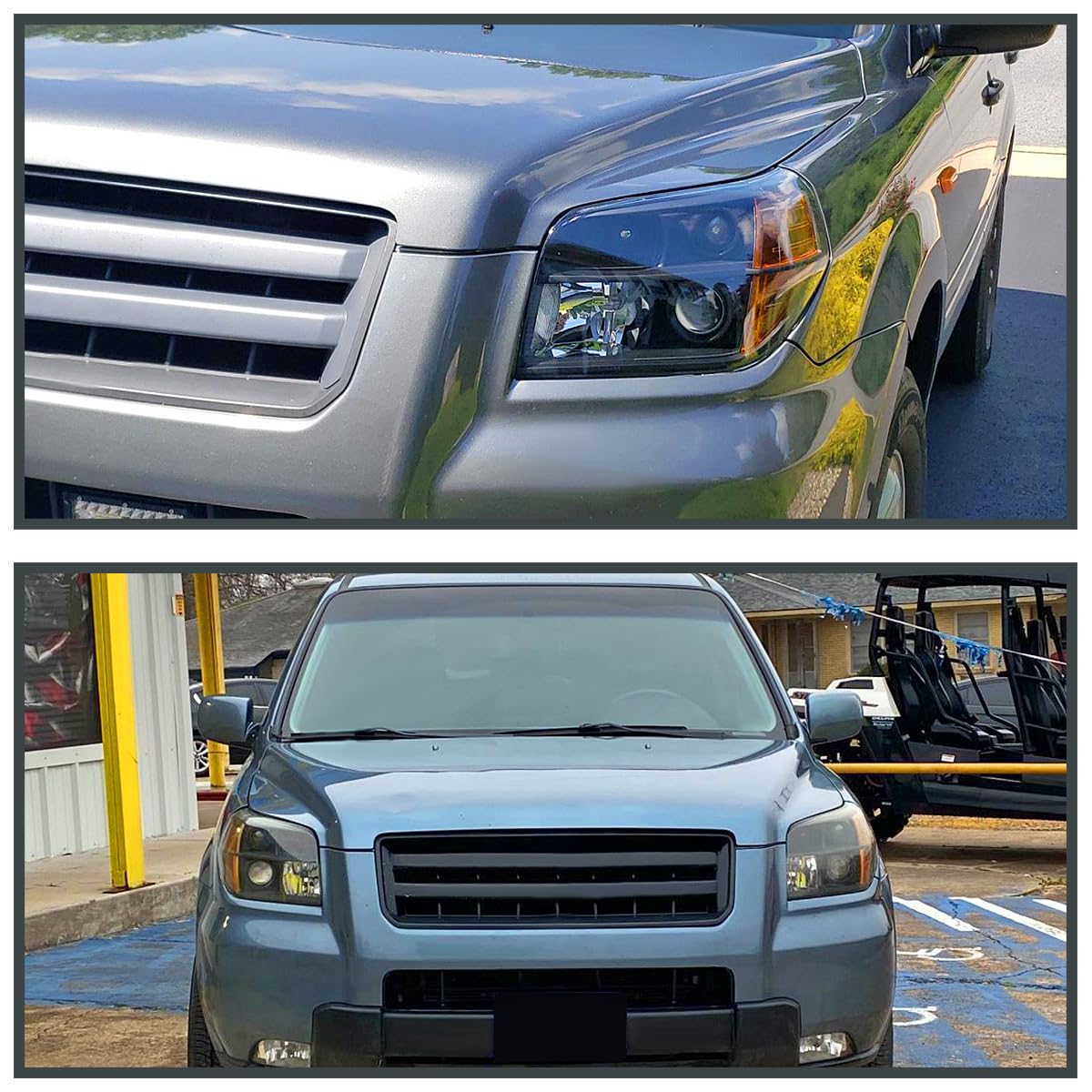 Black Projector Headlights SPEC-D TUNING Compatible with 2006-2008 Honda Pilot, Left + Right Pair Headlamps Assembly