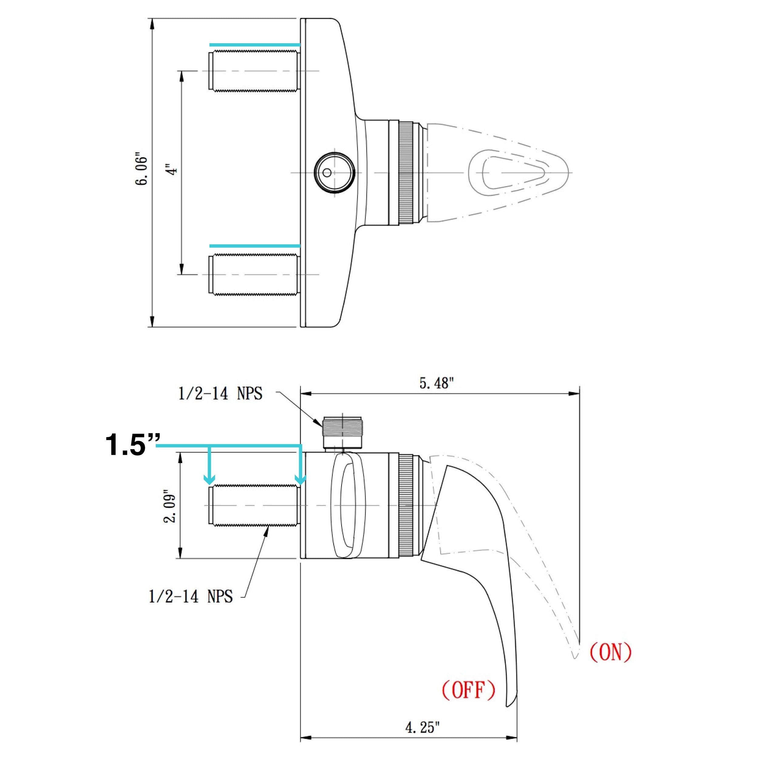 Dura Faucet RV Shower Faucet Valve Diverter DF-SA150-WT (White)