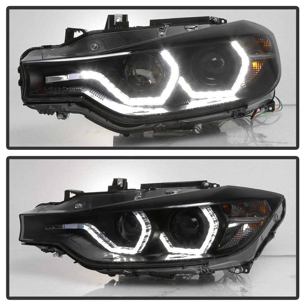 BMW F30 3 Series 2012-2014 Spyder 5085047 4DR Projector Headlights - LED DRL - Black Smoke