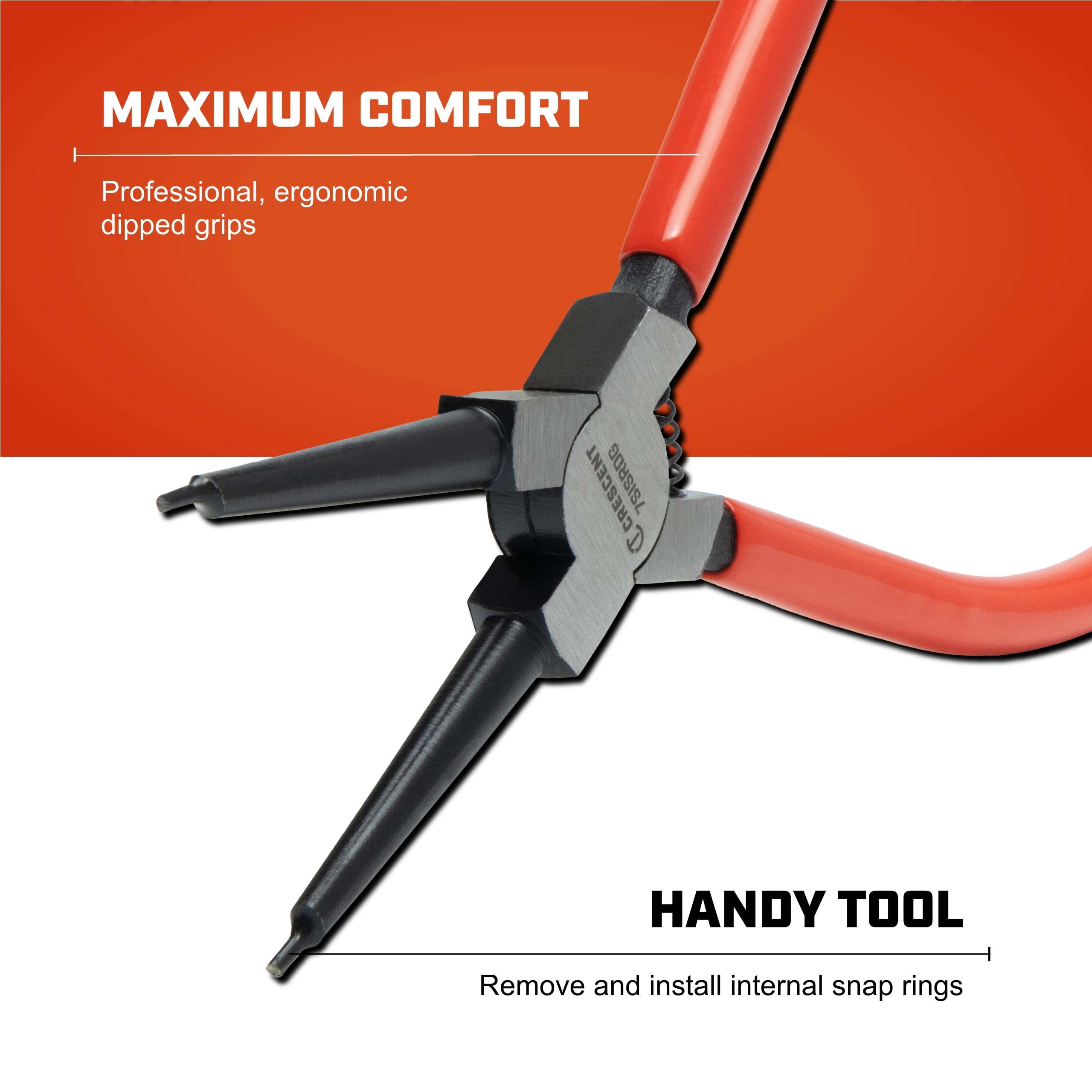 Crescent Internal Snap Ring Pliers Straight - Installation & Removal Tool for Home Improvement, Repair & Mechanic Use - 7" - 7SISRDG