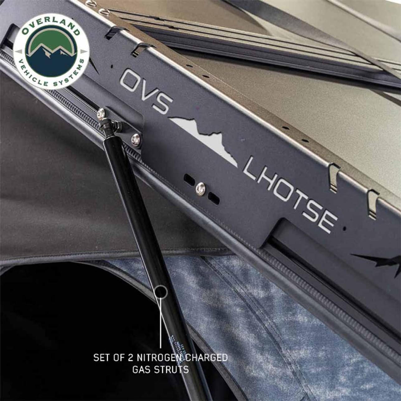 XD Lhotse - Overland Vehicle Systems - Clamshell Aluminum Roof Top Tent, 2 Person, Grey Body & Black Rainfly