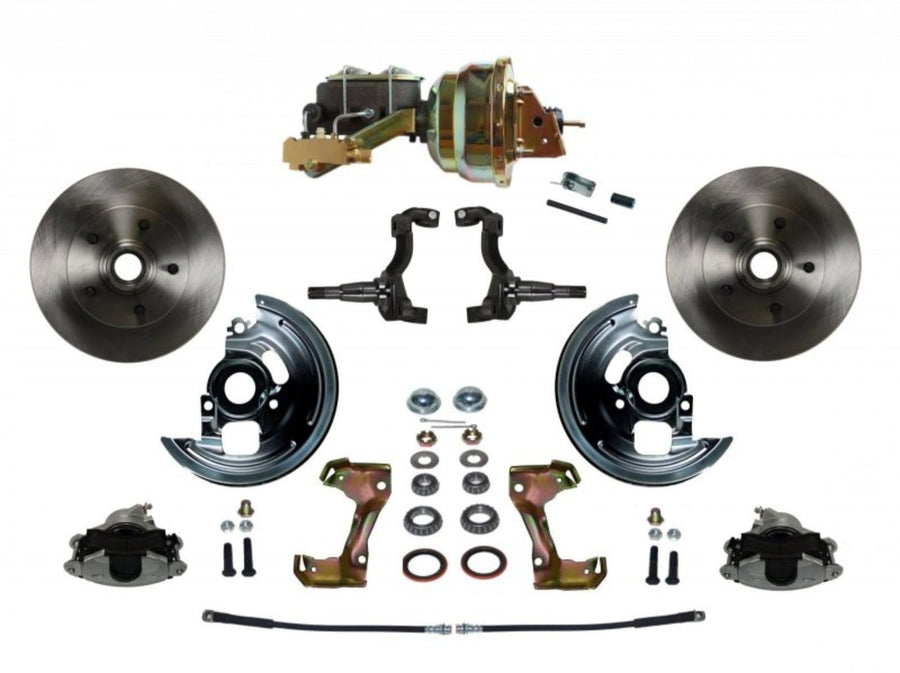 Power LEED BRAKES Front Disc Brake Conversion Kit With 8" Dual Zinc Booster Cast Iron M/C Disc/Drum Side Mount