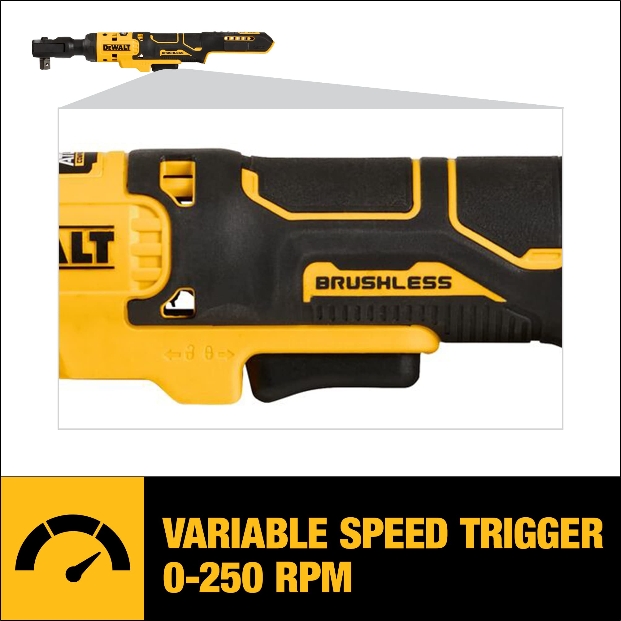 DEWALT 20V MAX ATOMIC Brushless Cordless Ratchet, 1/2 Inch, Bare Tool Only (DCF512B)