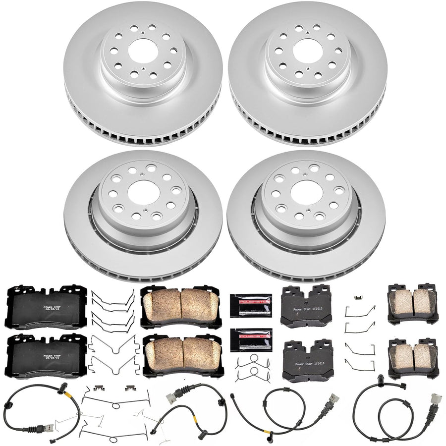 Power Stop CRK5825 Z17 Evolution Geomet Coated Brake Kit Front & Rear For Lexus LS460 2010-2017 [Model Specific]