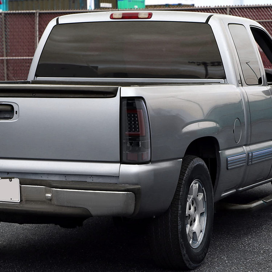 Jet Black LED Bar Tail Lights SPEC-D TUNING Compatible with 1999-2002 Chevy Silverado GMC Sierra 1500/2500/3500 Models, Left + Right Pair Assembly