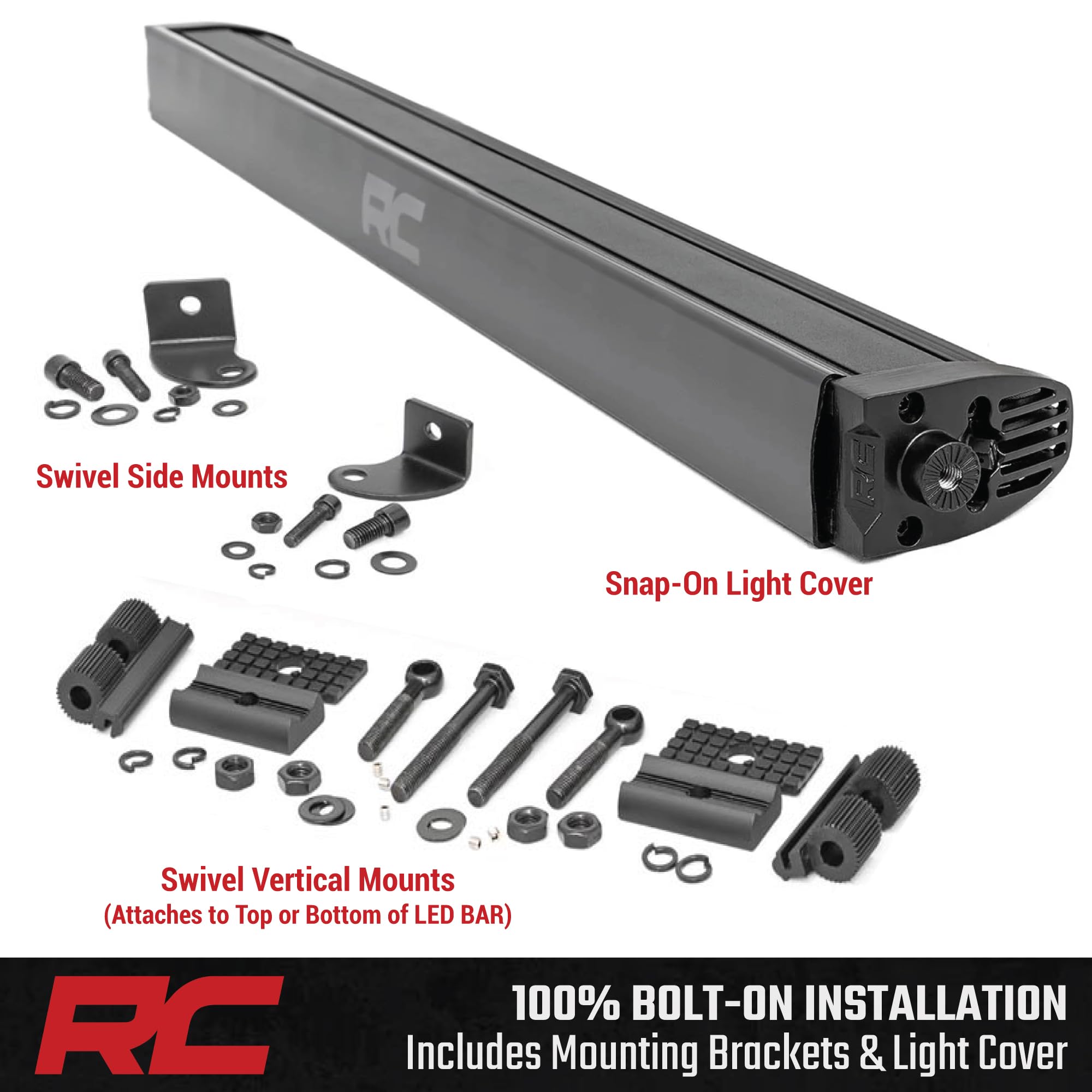 30-Inch Rough Country LED Light Bar with White DRL - 12,000 Lumens, 150W Cree LEDs, Spot Focus Beam for Trucks, Jeeps, UTVs & Off-Road Vehicles
