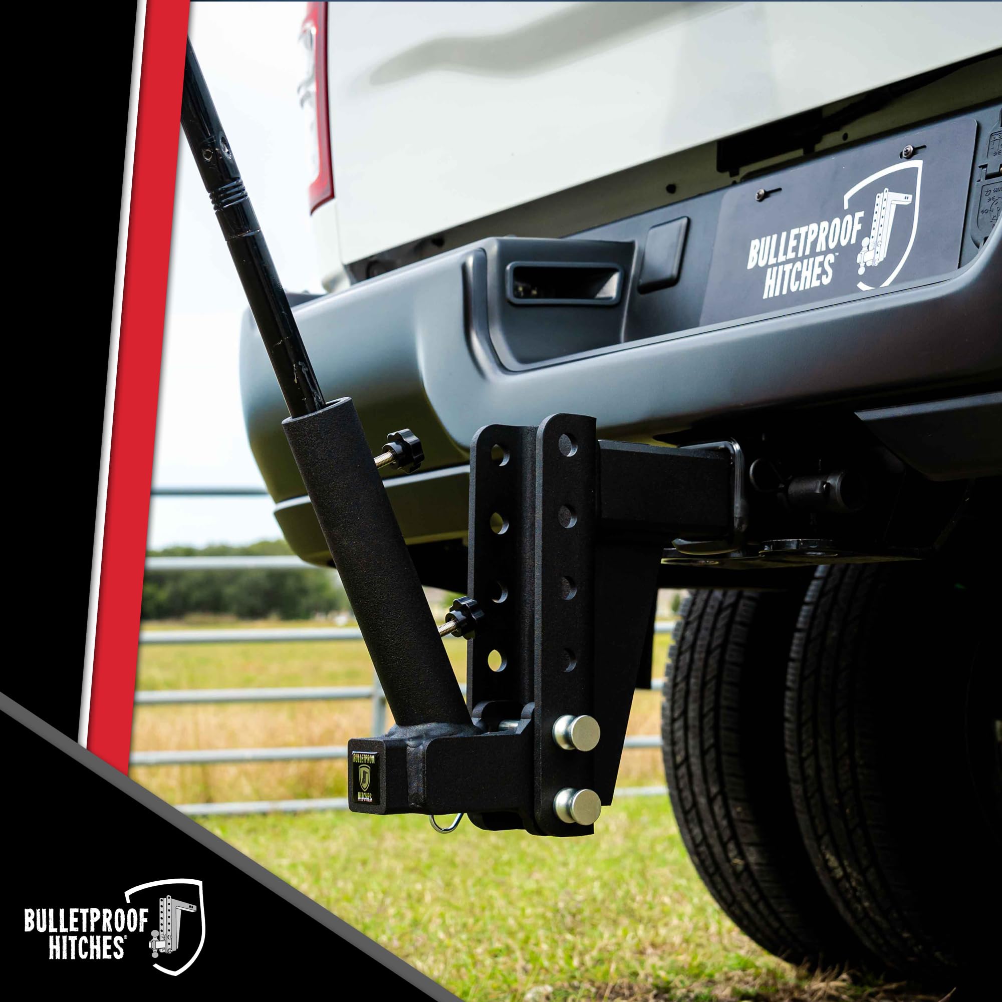 Trailer Hitch Flag Pole Holder - BulletProof Hitches - Flag Holder for Truck, RV, & SUV - Solid Steel, Corrosion Resistant, Black Powder Coat