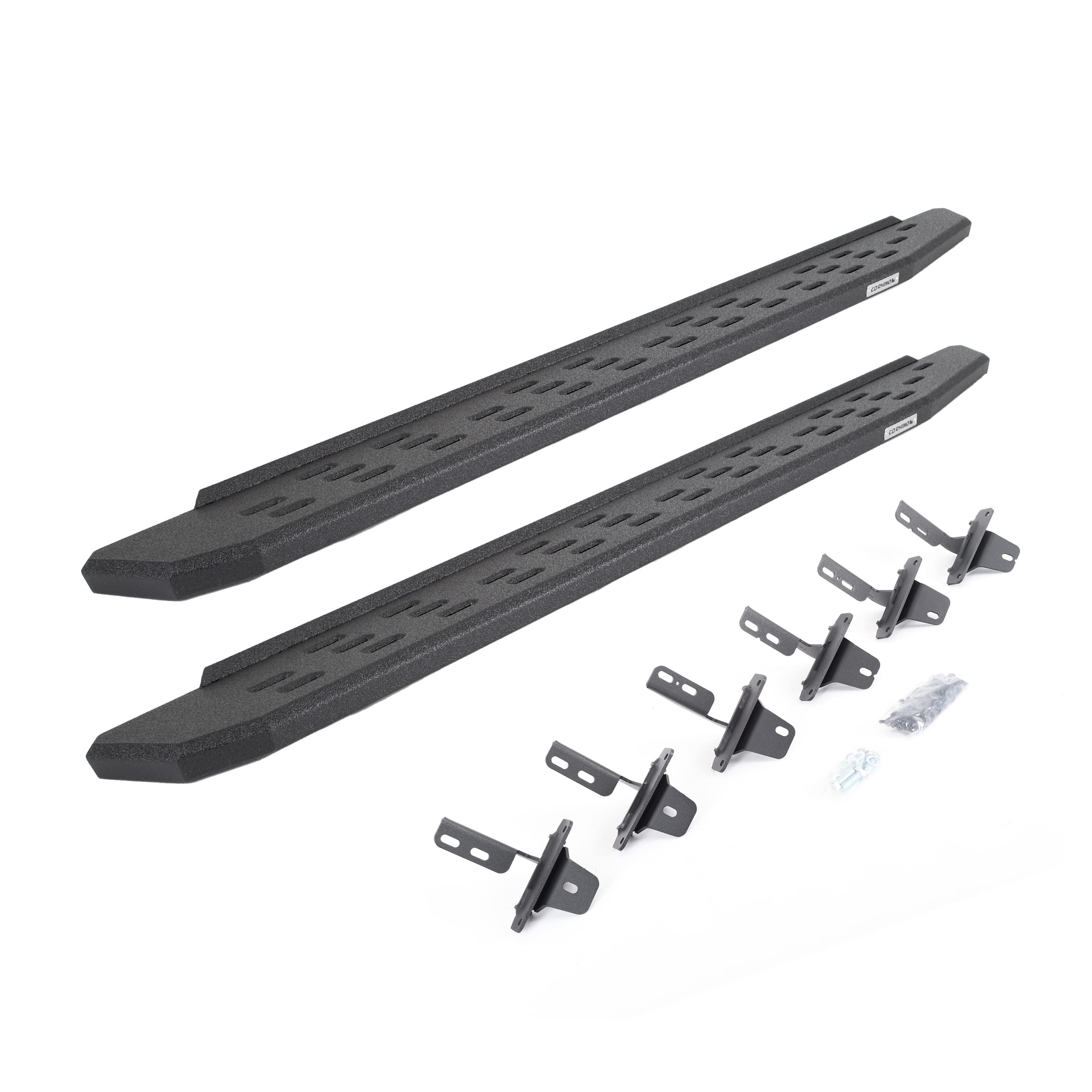 RB30 Running Boards & Brackets Go Rhino | Galvanized Steel, Protective Bedliner Coating | 69612973T | Fits 2021-2025 Ford Bronco 4-Door (Excludes Bronco Sport)
