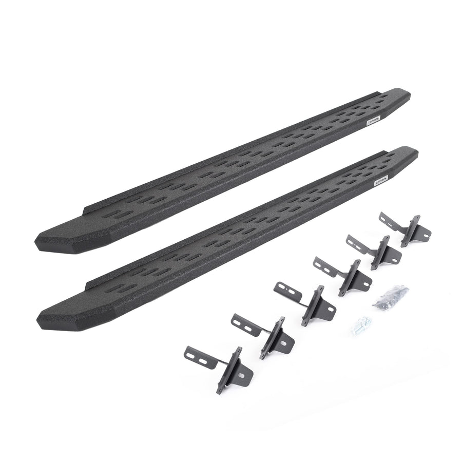 RB30 Running Boards & Brackets Go Rhino | Galvanized Steel, Protective Bedliner Coating | 69612973T | Fits 2021-2025 Ford Bronco 4-Door (Excludes Bronco Sport)