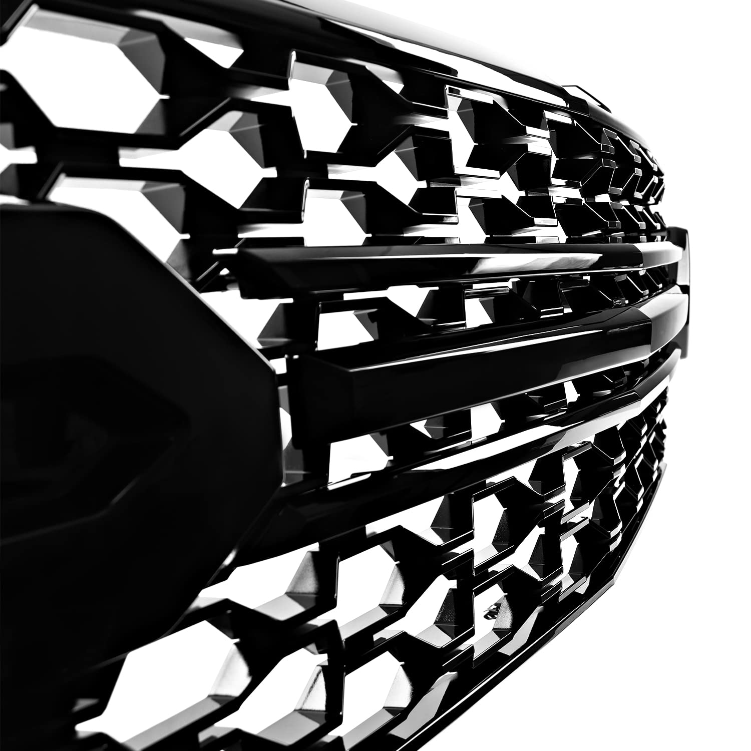 Honeycomb Hood Grille Spec-D Tuning Glossy Black Compatible with 2019-2022 Chevy Silverado 1500 LT