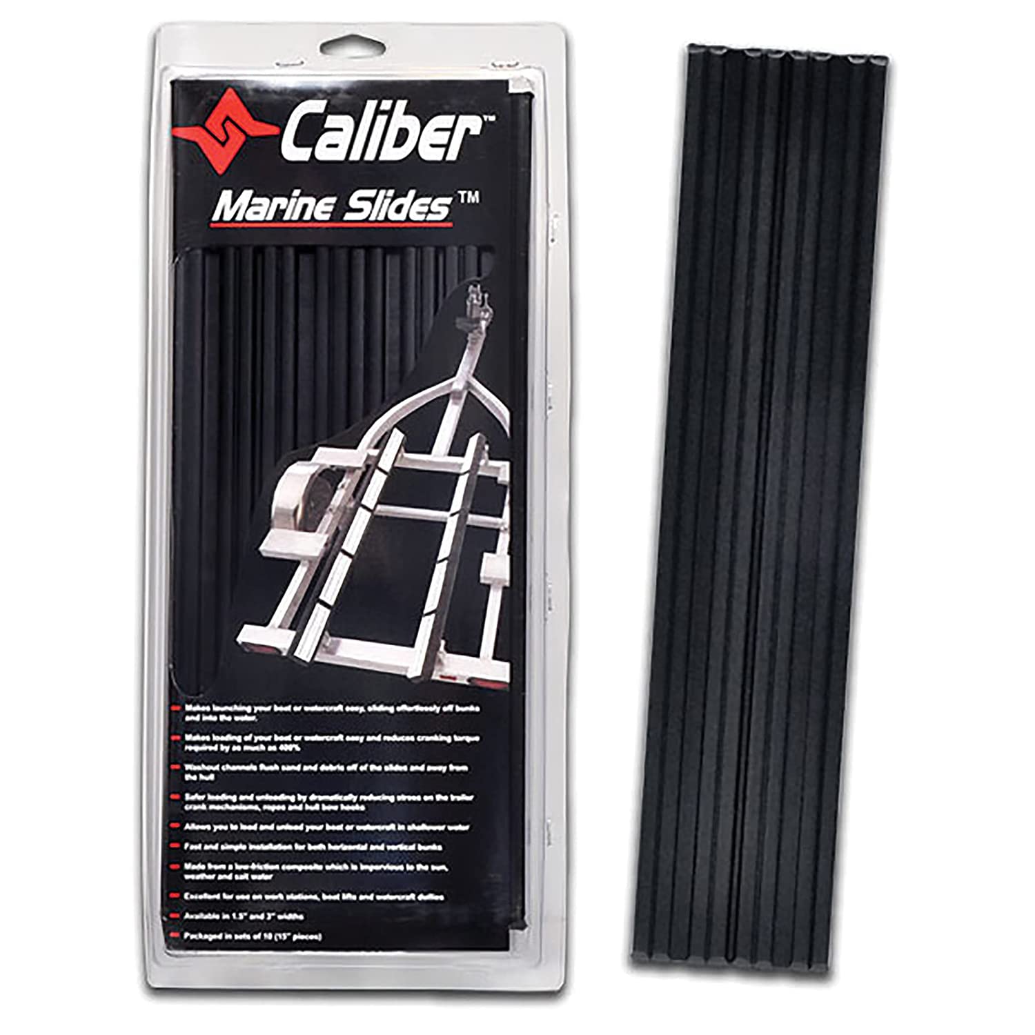 Marine Caliber Trailer Bunk Slides 23030, 1.5 x 15 inch, 10-Pack Black
