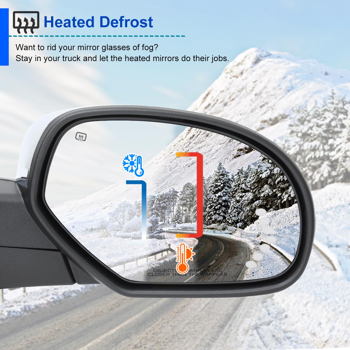 Spec-D Tuning Chrome Right Passenger Side Power Heated Power Fold LED Arrow Mirror Compatible with 2007-2013 Chevy Silverado GMC Sierra