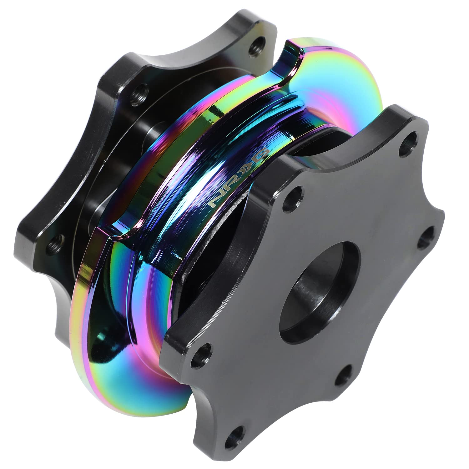 NRG Innovations SRK-R200GM-MC 6-bolt SFI 42.1 Spec D Shaped Quick Release Adapter,Gun Metal Quick Release/Neo Chrome Ring