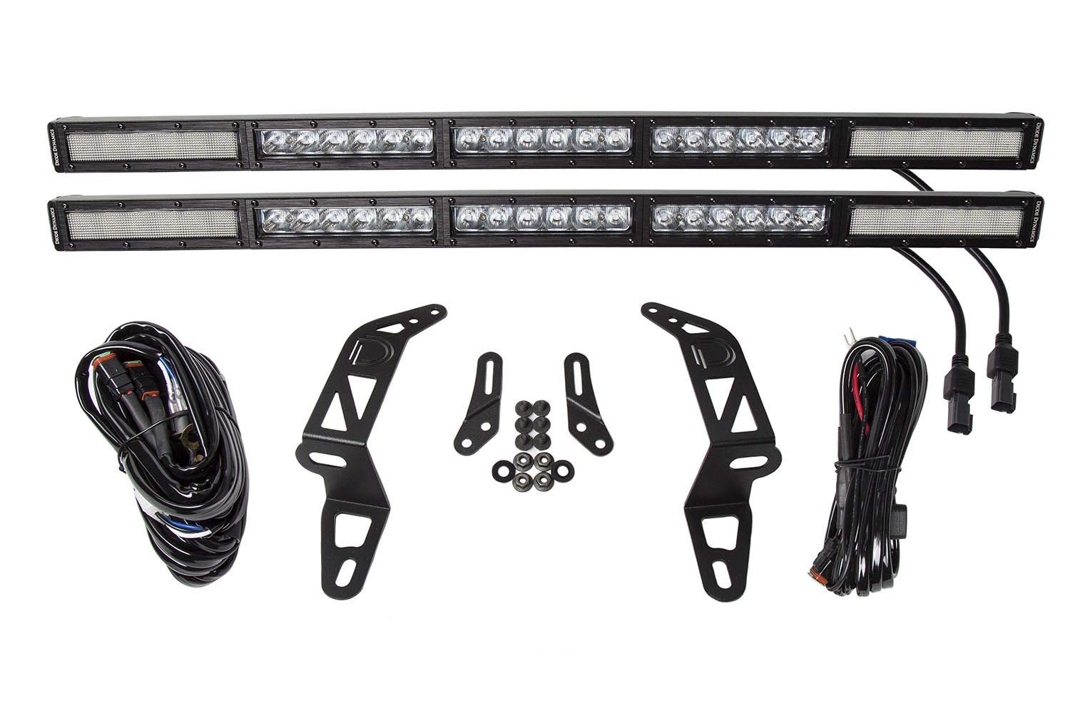 SS30 Bumper Bracket Kit Diode Dynamics for 2018-2021 Jeep JL Wrangler/Gladiator, White Combo Dual