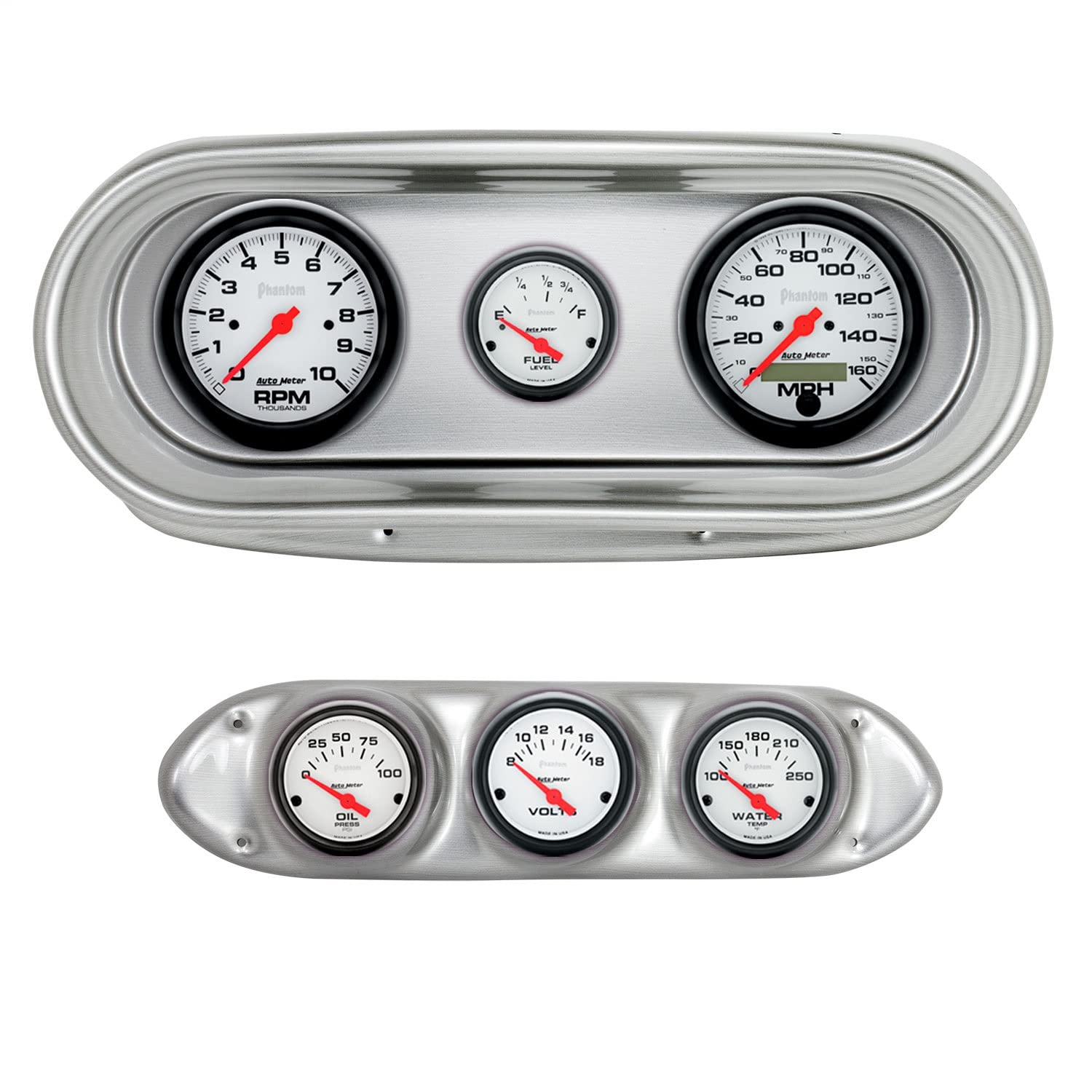 AutoMeter Dash Kit Direct Fit, Nova 62-65, Tach/Mph/Fuel/Oilp/Wtmp/Volt, Phantom (2127-09)