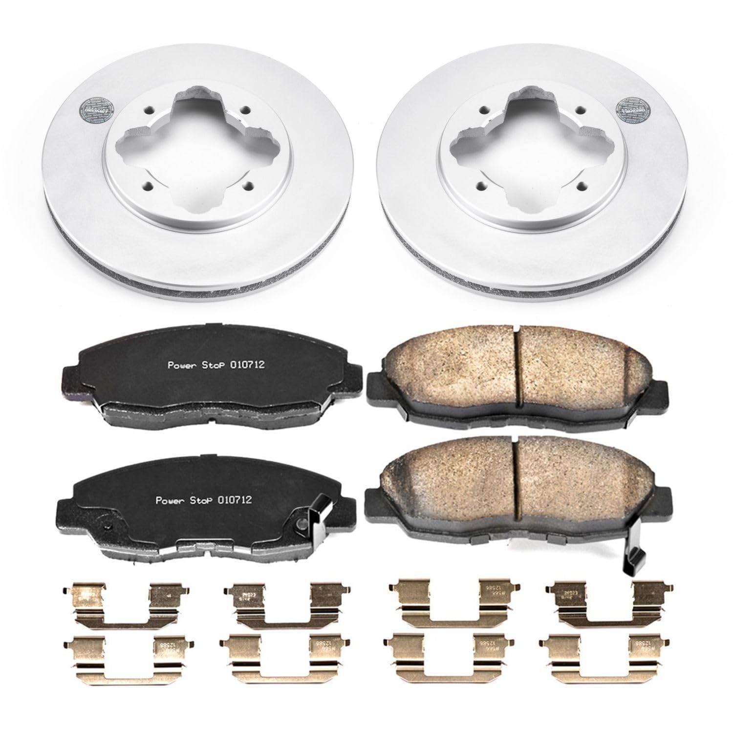 Power Stop CRK697 Brake Rotor Coated and Ceramic Brake Pads- Front For Acura CL 1997, Honda Accord 1990-1997 [Model Specific]