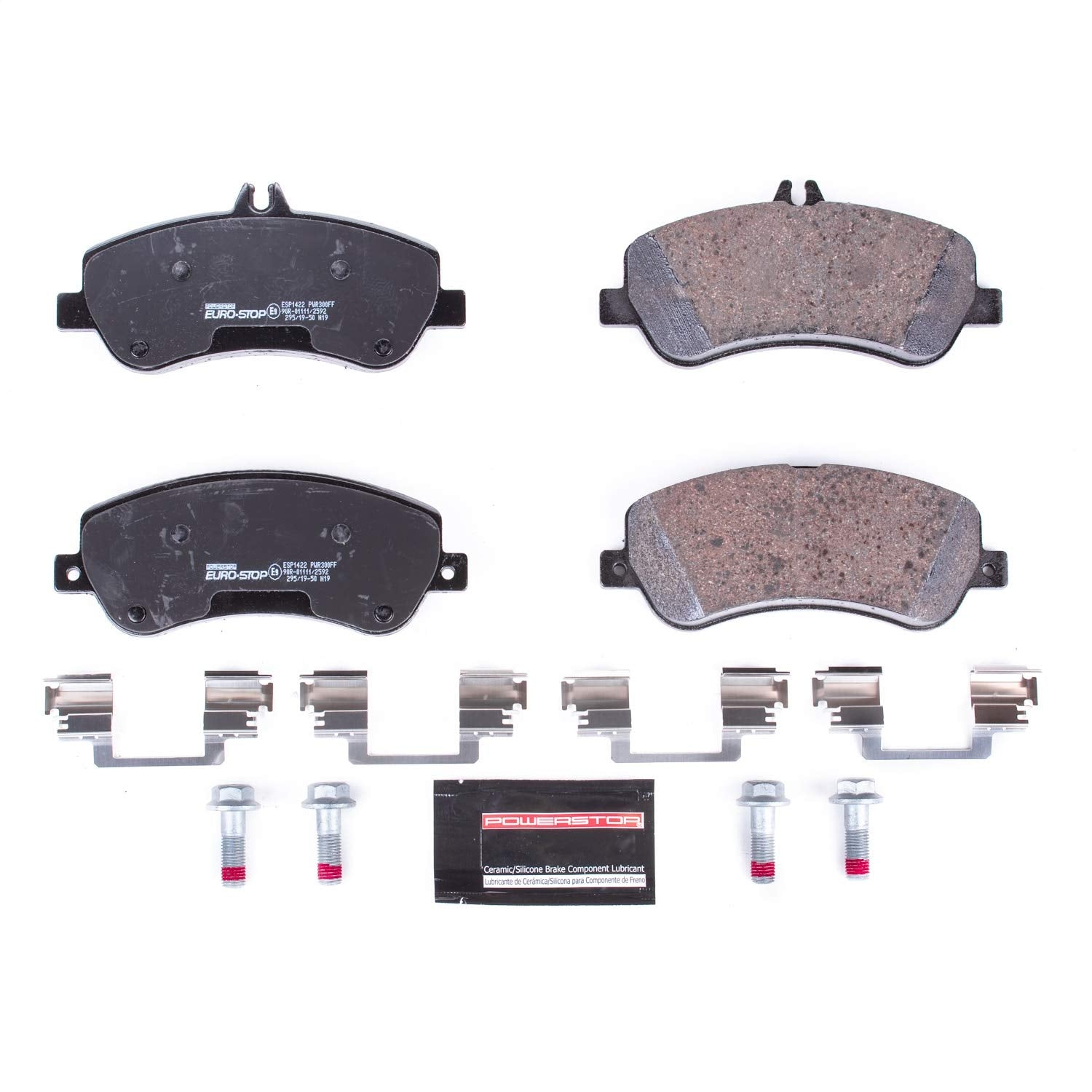 Power Stop Euro-Stop ESP1422 Front Ceramic Brake Pads For Mercedes-Benz GLK250 2013-2015, GLK350 2010-2015 [Model Specific]