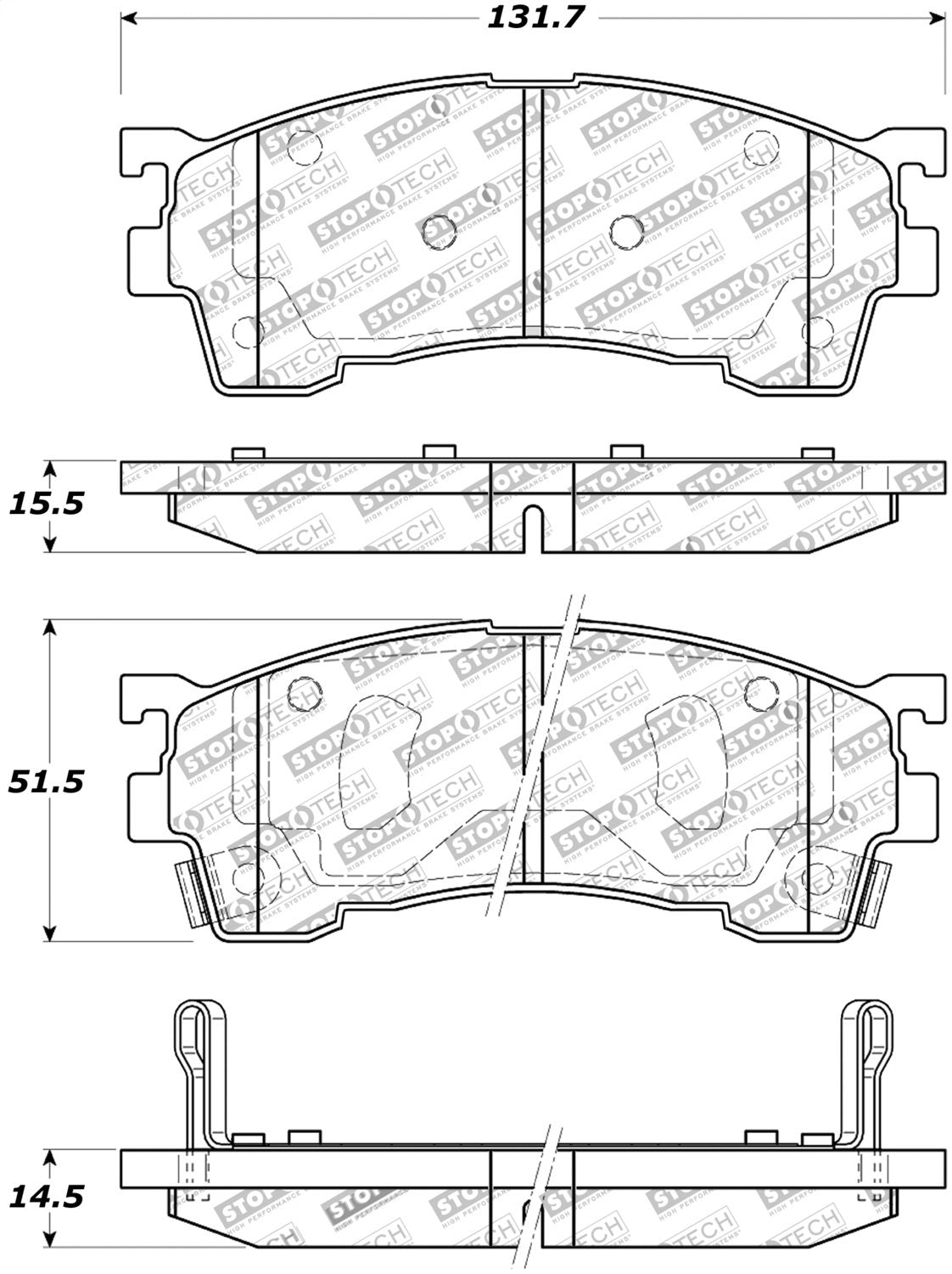Front StopTech 308.06370 Brake Pads with Shims and Hardware Street