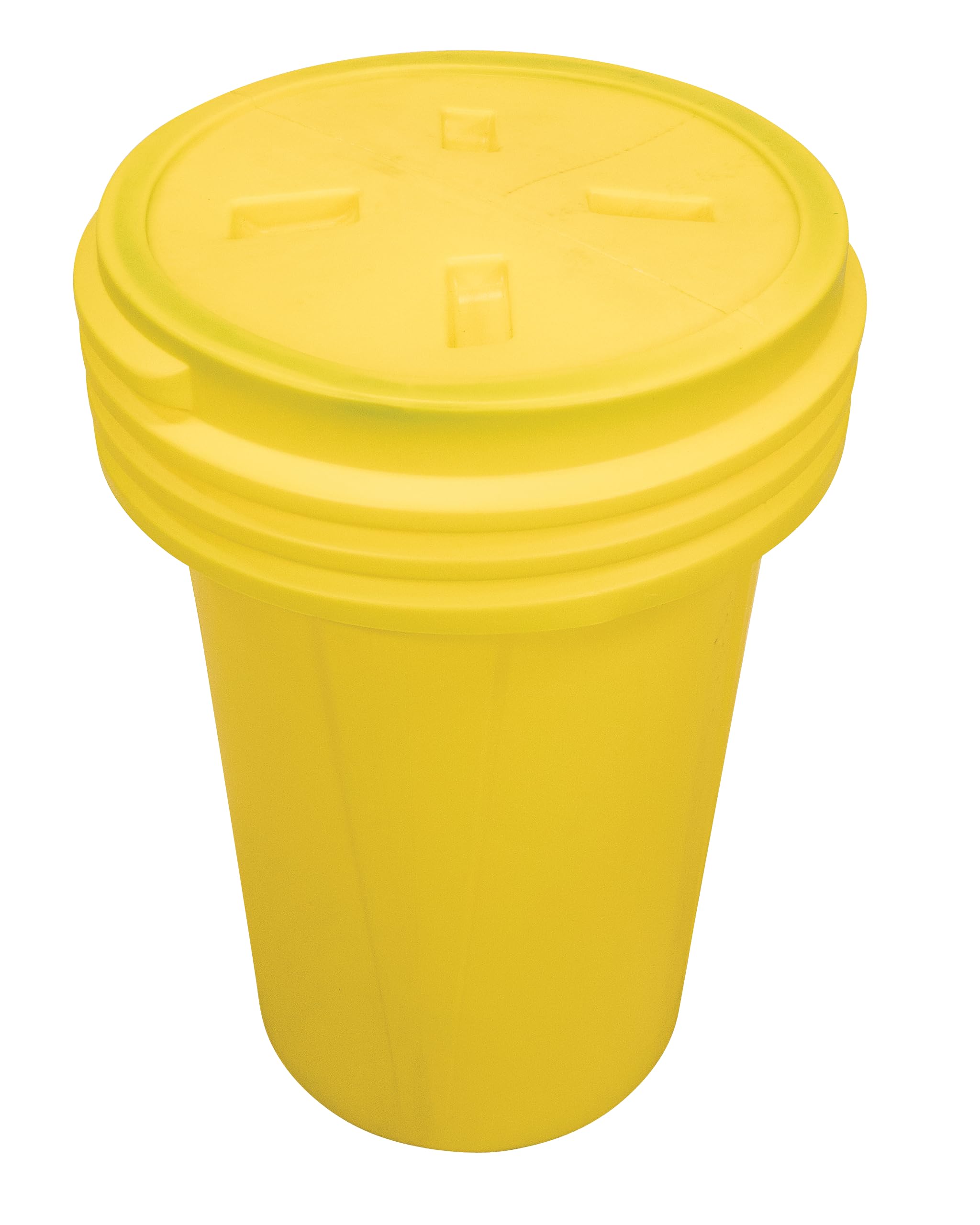 55 Gallon Eagle Plastic Drum with Lid, Screw-On Lid, 40"x26.5", Lab Pack Drum Made of Durable, Lightweight HDPE, Withstands Weather and Chemicals, Made in USA, Yellow, 1657