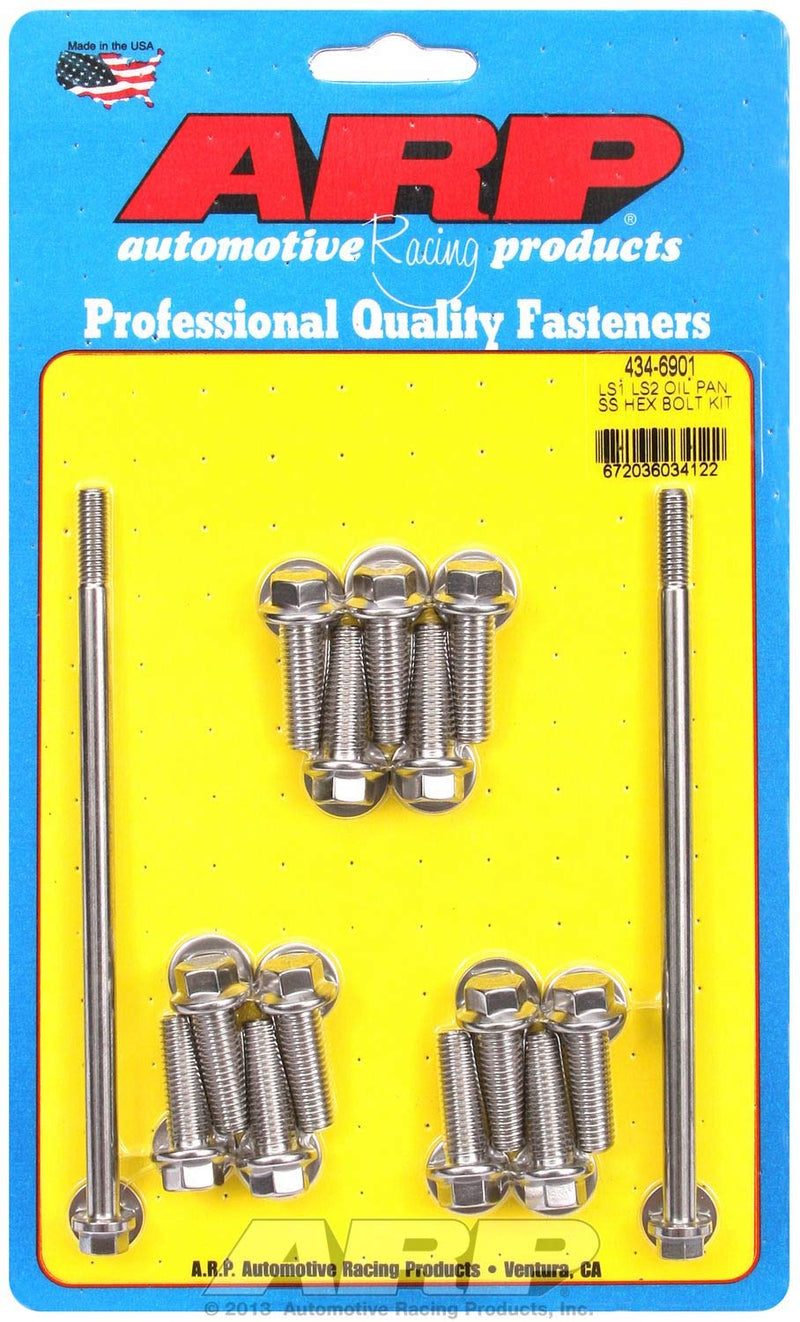 6-Point Stainless Steel Oil Pan Bolt Kit ARP for Chevy LS1/LS2 434-6901