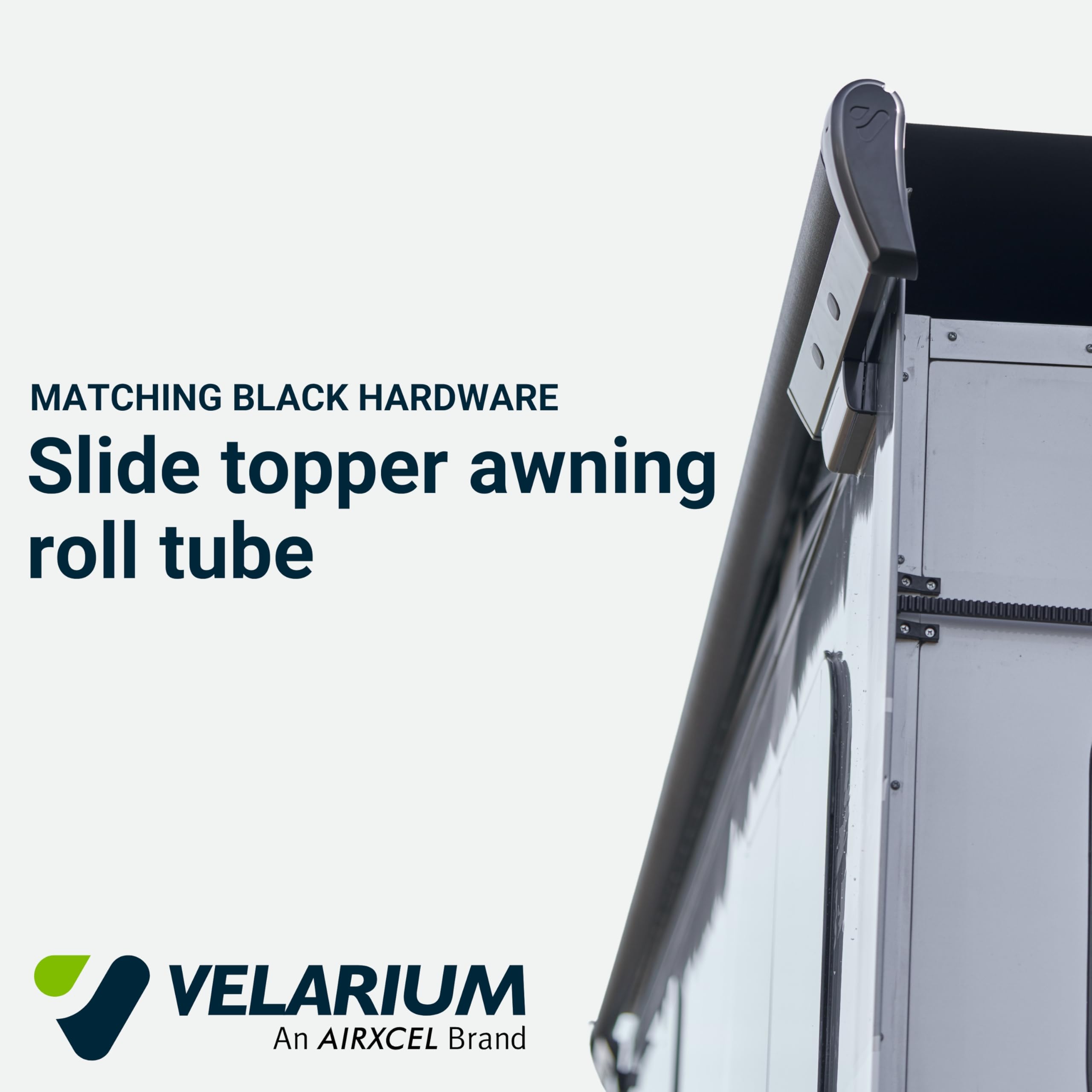 Complete Velarium 192" Slide Topper Awning Roll Tube with Black Canopy and Matching Black Hardware – Easy Install RV Slide Outs – Fits Rooms 181"-187", Heavy-Duty Protection, UV Resistant, Outdoor Use