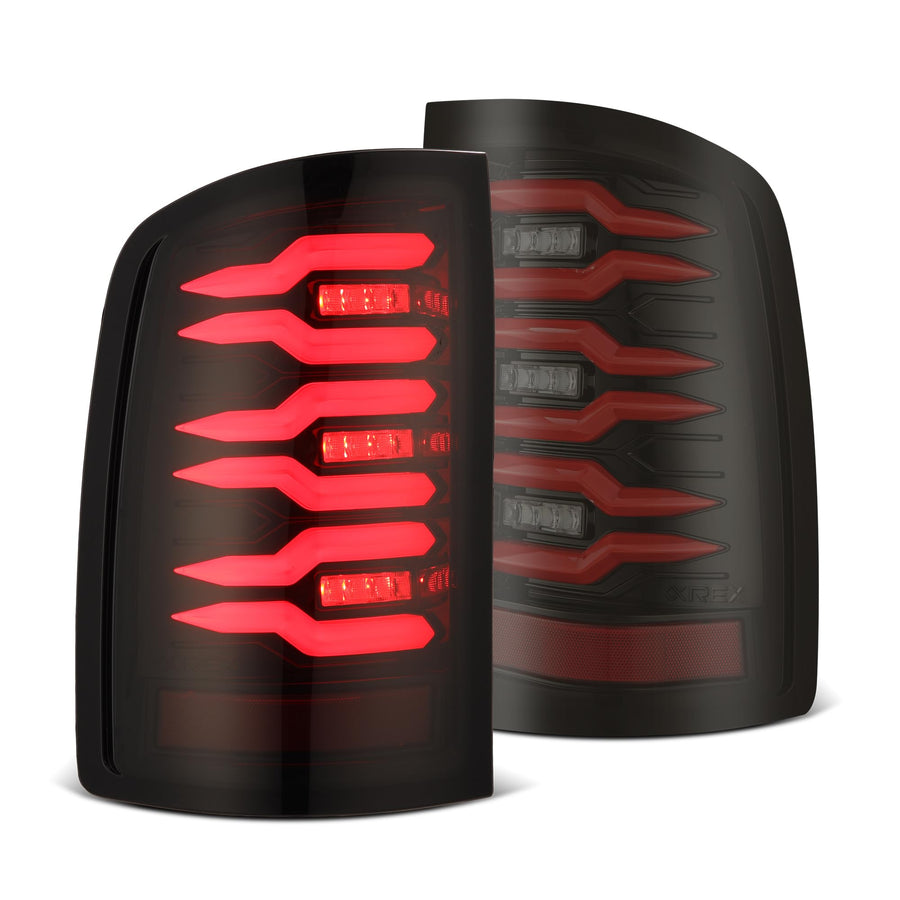 Tail Lights AlphaRex Compatible With 07-14 GMC Sierra LUXX-Series LED Black Red