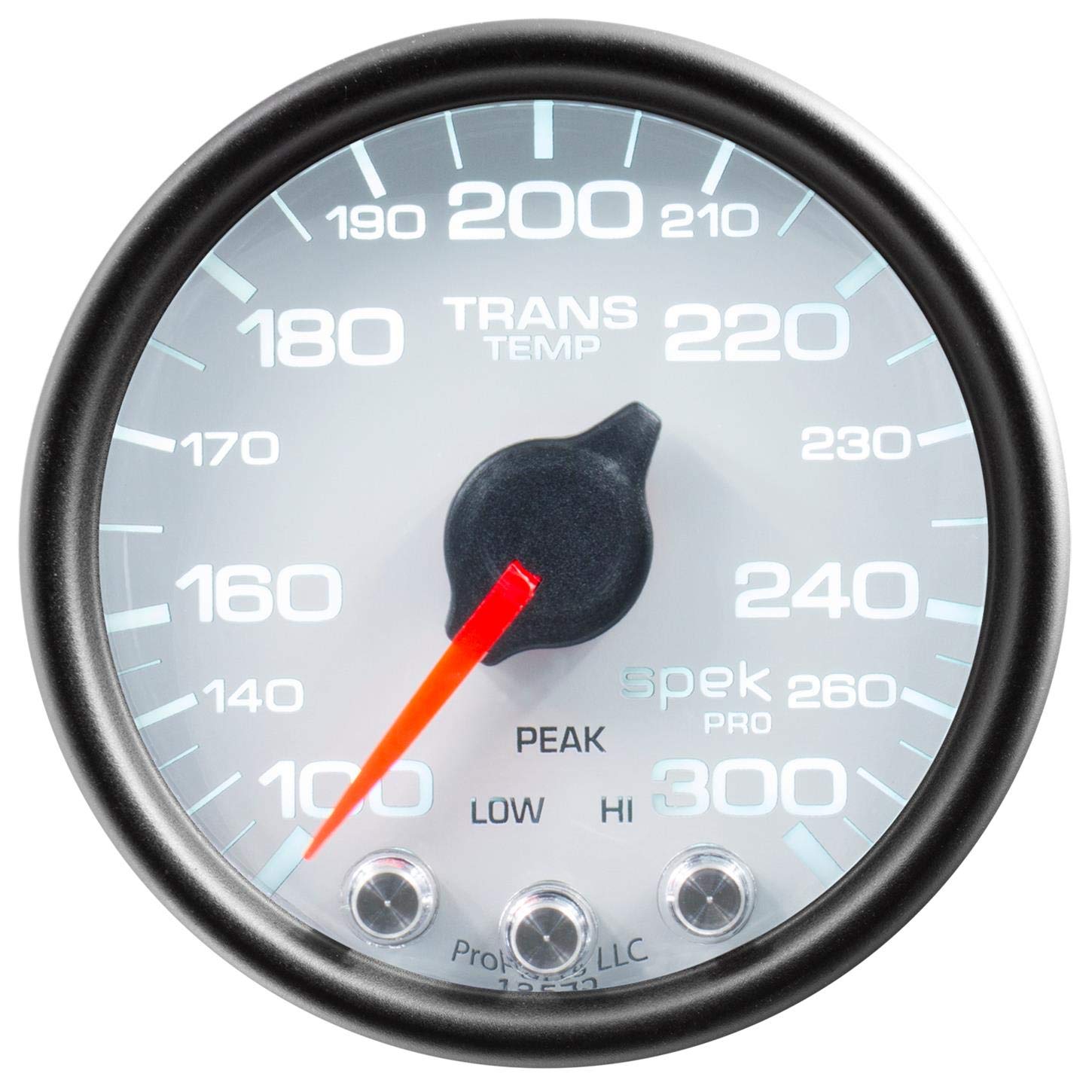 AutoMeter P34212 Transmission Temp Gauge (Spek-Pro Gauge, Trans Temp, 2 1/16", 300ºf, Stepper Motorwith Peak & Warn, Wht/Blk, Spek-Pro)