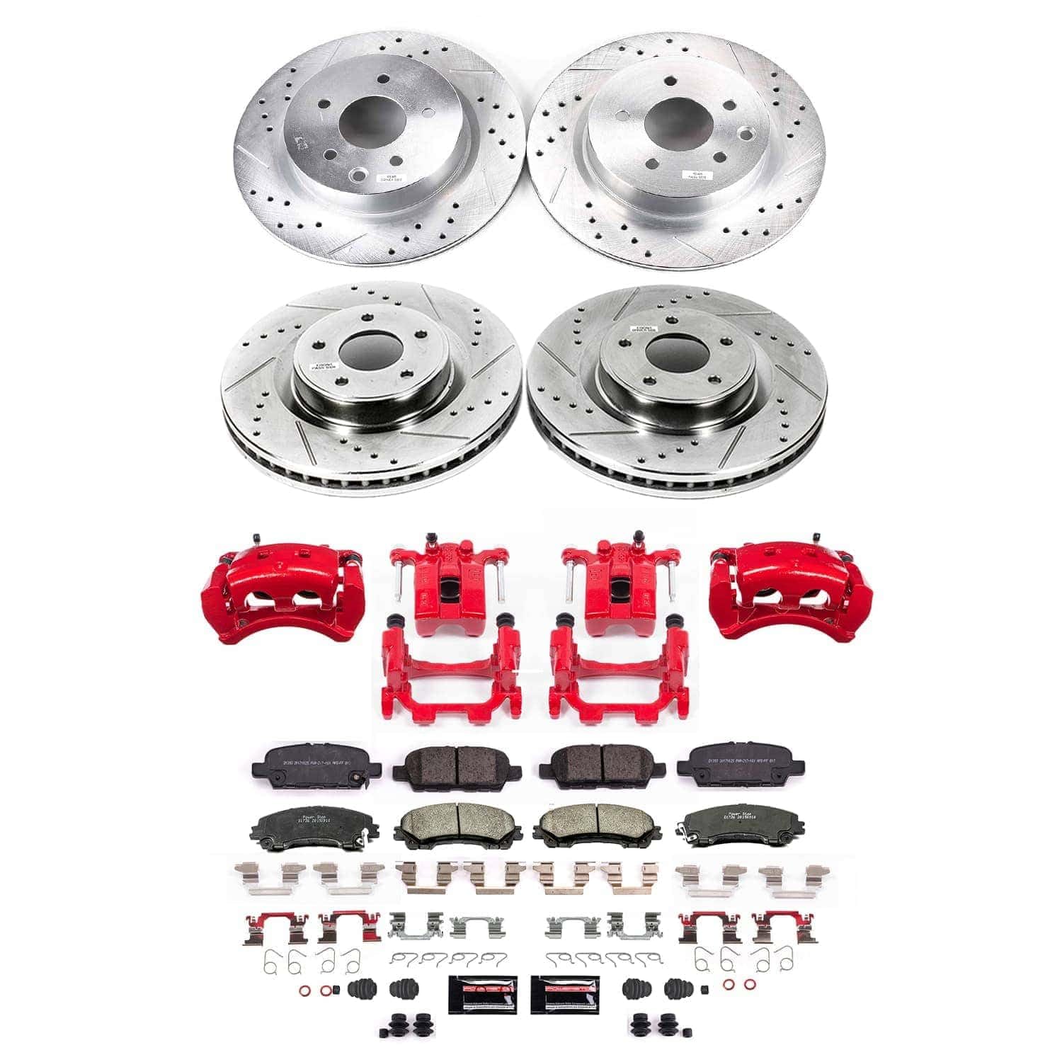 POWERSTOP Z23 Brake Pads and Rotors Front and Rear Brake Kit with Red Powder Coated Calipers For Nissan Z 2023 [Vehicle Specific]
