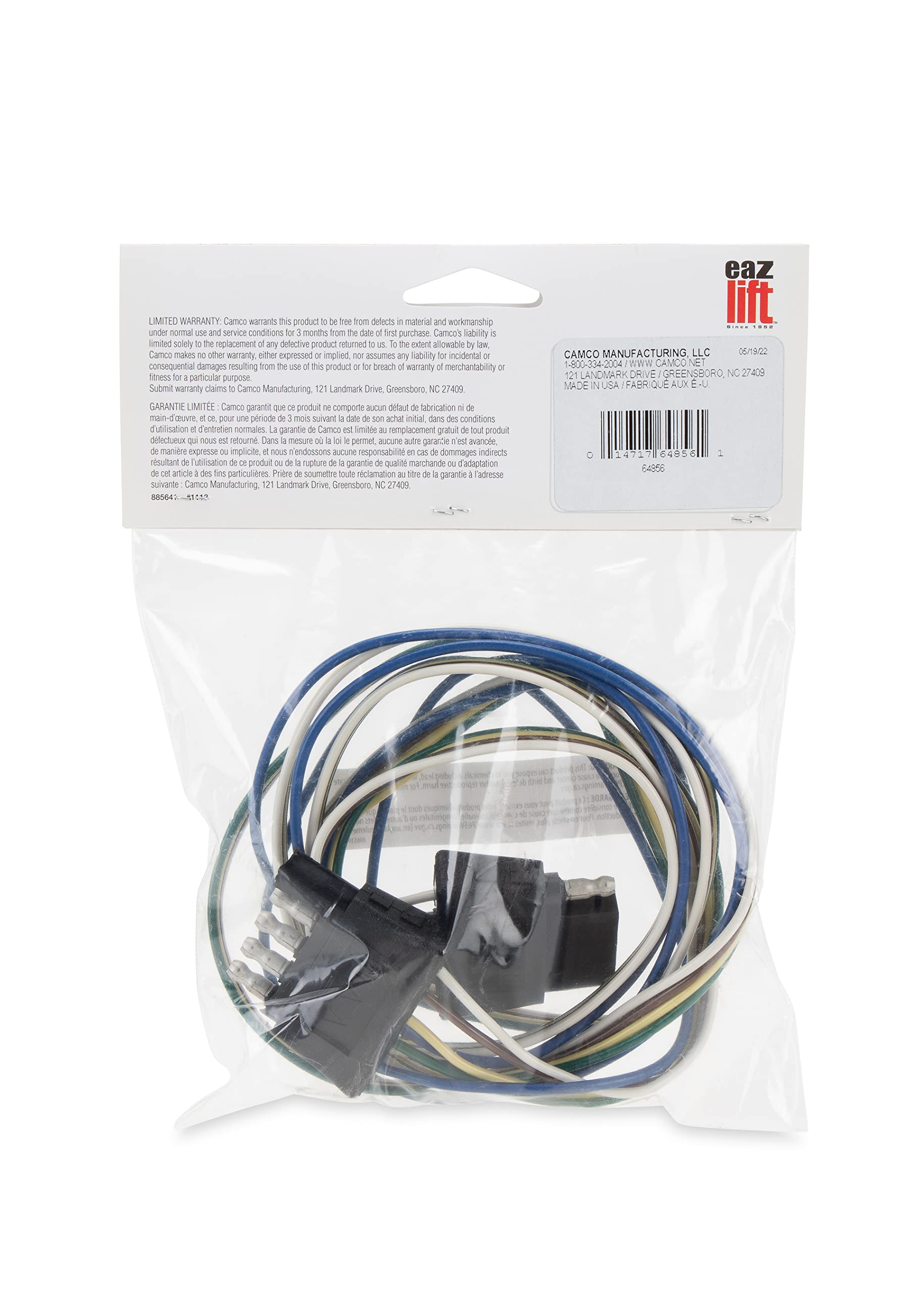 5-Way Eaz-Lift Flat Trailer Wire Extension | 18-Gauge Wires Measure 60-inches Long | (64856)