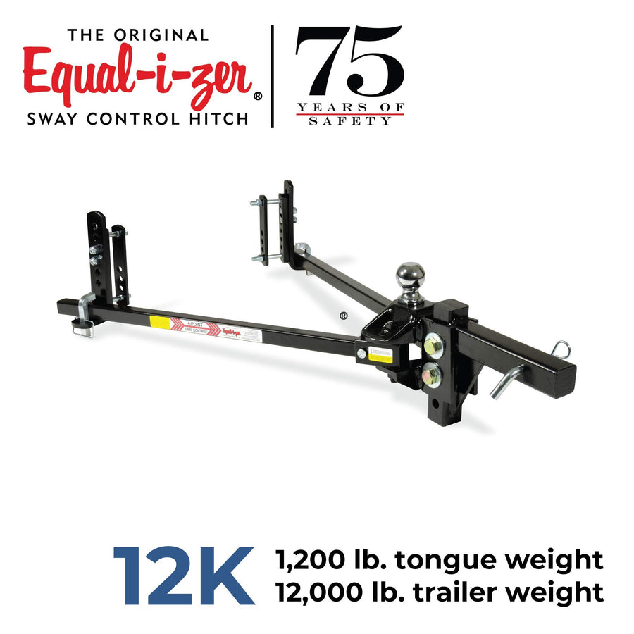 Equal-i-zer Sway Control 4-point Hitch, 90-00-1201, 12,000 Lbs Trailer Weight Rating, 1,200 Lbs Tongue Weight Rating, Weight Distribution Kit DOES NOT Include Hitch Shank, Ball NOT Included