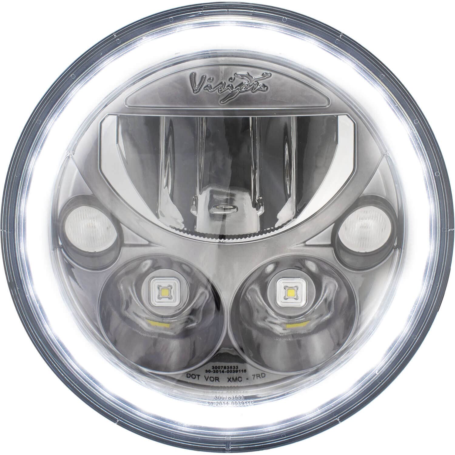 7" Round Vision X Lighting (XIL-7RDB) VX LED Headlight w/Low-High-Halo, Single Light, Black Chrome Face