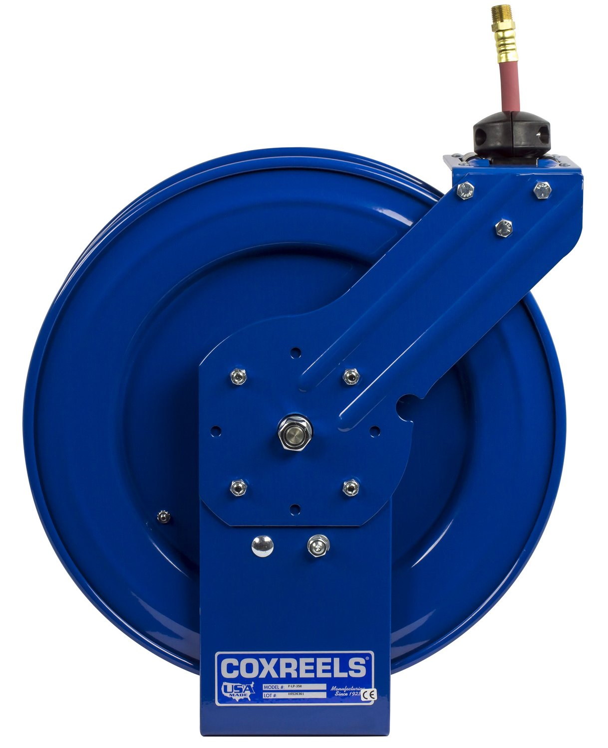 Coxreels Low Pressure ⅜” ID P-LP-330 Retractable Air/Water Hose Reel | Powder Coated Steel | Retractable Garage Hose | Commercial Hose Reel | Fits 30’ Hose | 6.75" 18.63" 17.13"