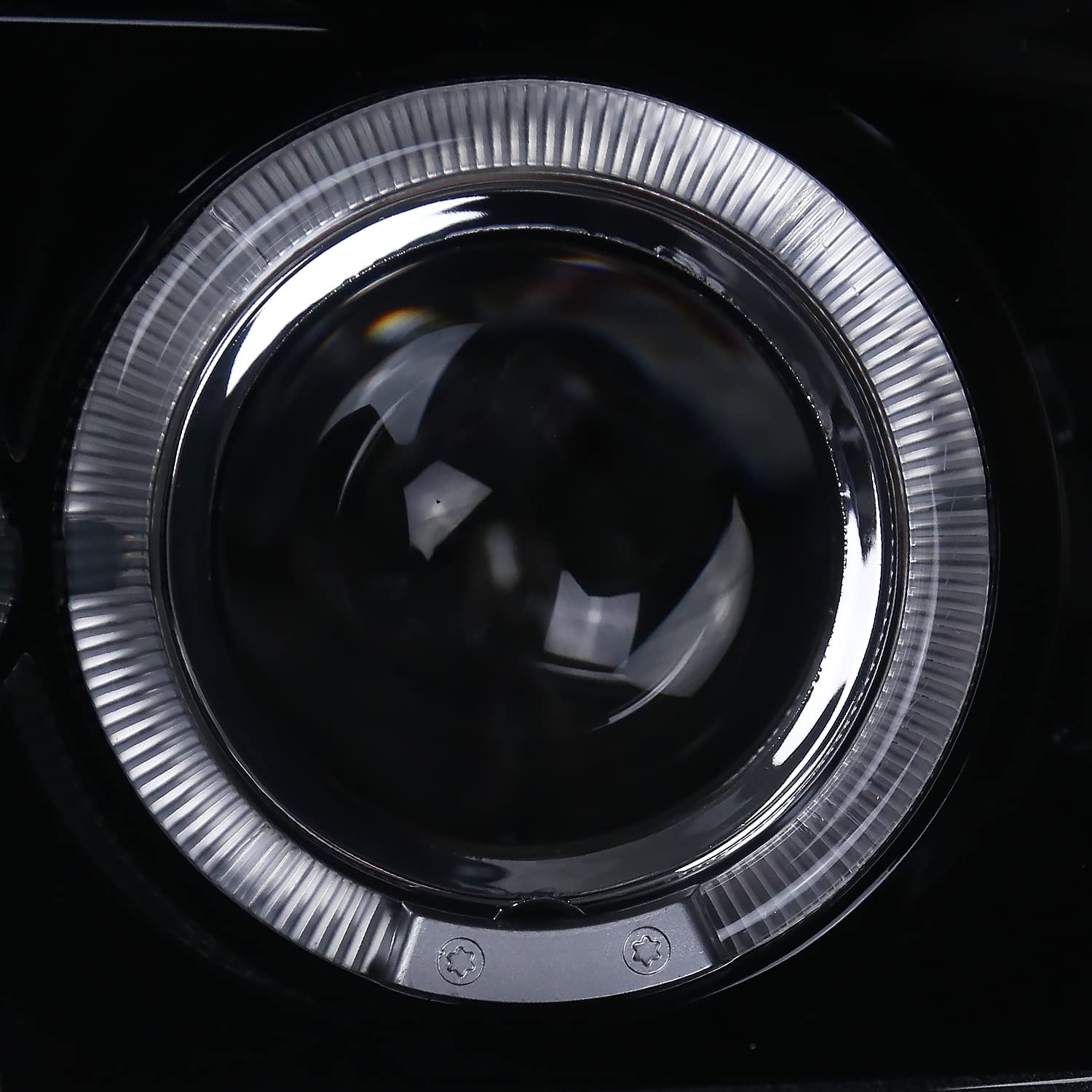 Black Smoke LED Halo Projector Headlights + Bumper Lights SPEC-D TUNING Compatible with 1999-2006 GMC Sierra 1500/2500/3500, Left + Right Pair Headlamps Assembly