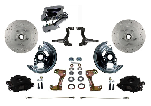 Maxgrip Xds Rotors LEED BRAKES Manual Front Disc Brake Kit Black Powder Coated Calipers Chrome Aluminum M/C Disc/Drum