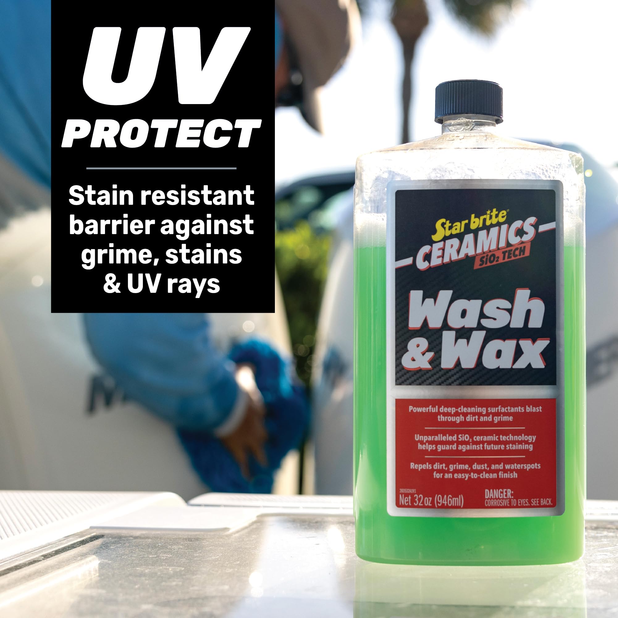 Ceramic Wash & Wax STAR BRITE - Watermelon Scent - Ultimate Protection and Shine, SiO2-Infused, Repels Dirt, Grime, UV Damage - 32 oz (203532)