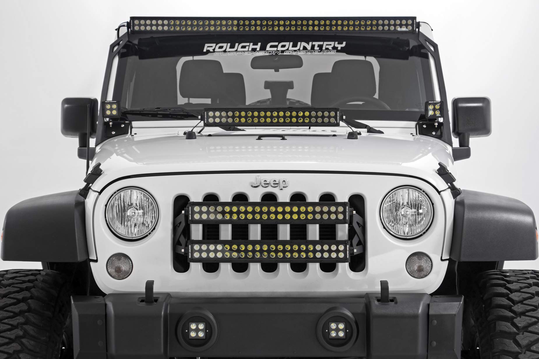Black Series Rough Country LED Fog Light Kit for 10-18 Jeep Wrangler JK - 70630