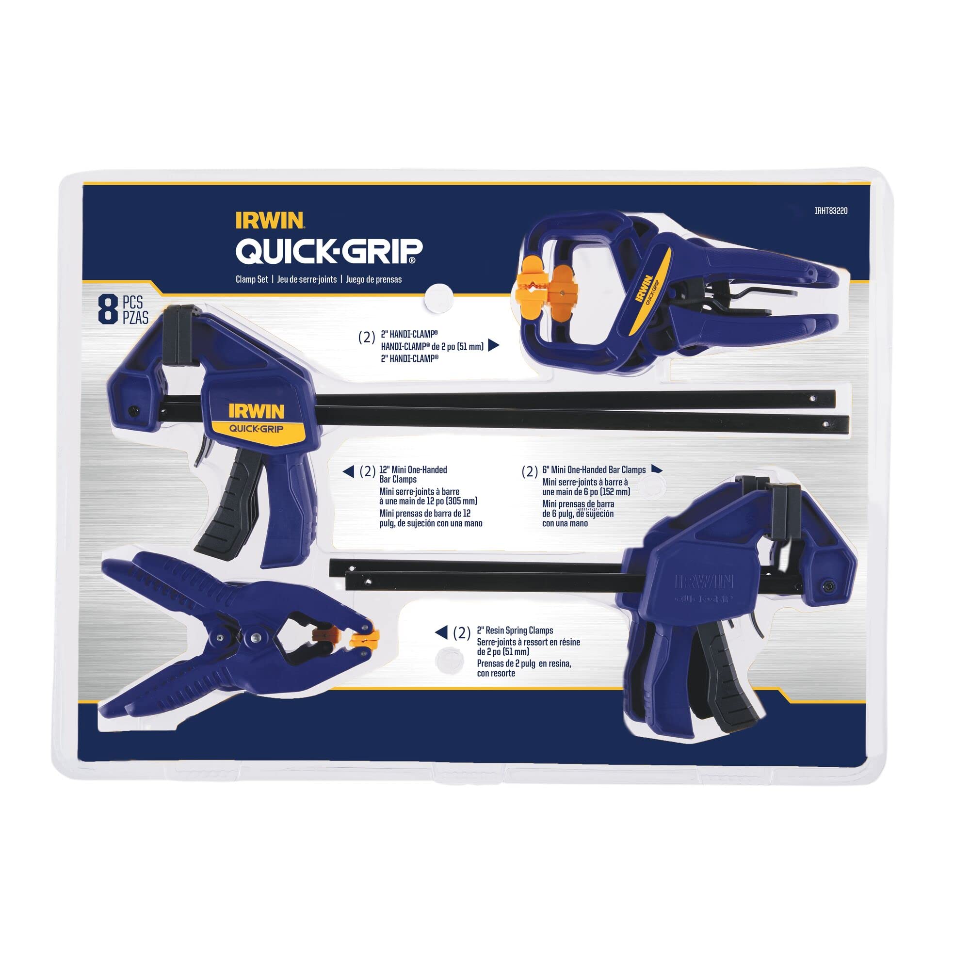 Quick-GRIP IRWIN Clamps for Woodworking, Quick Release Triggers, 6 Inch, 8 Piece Set (IRHT83220)